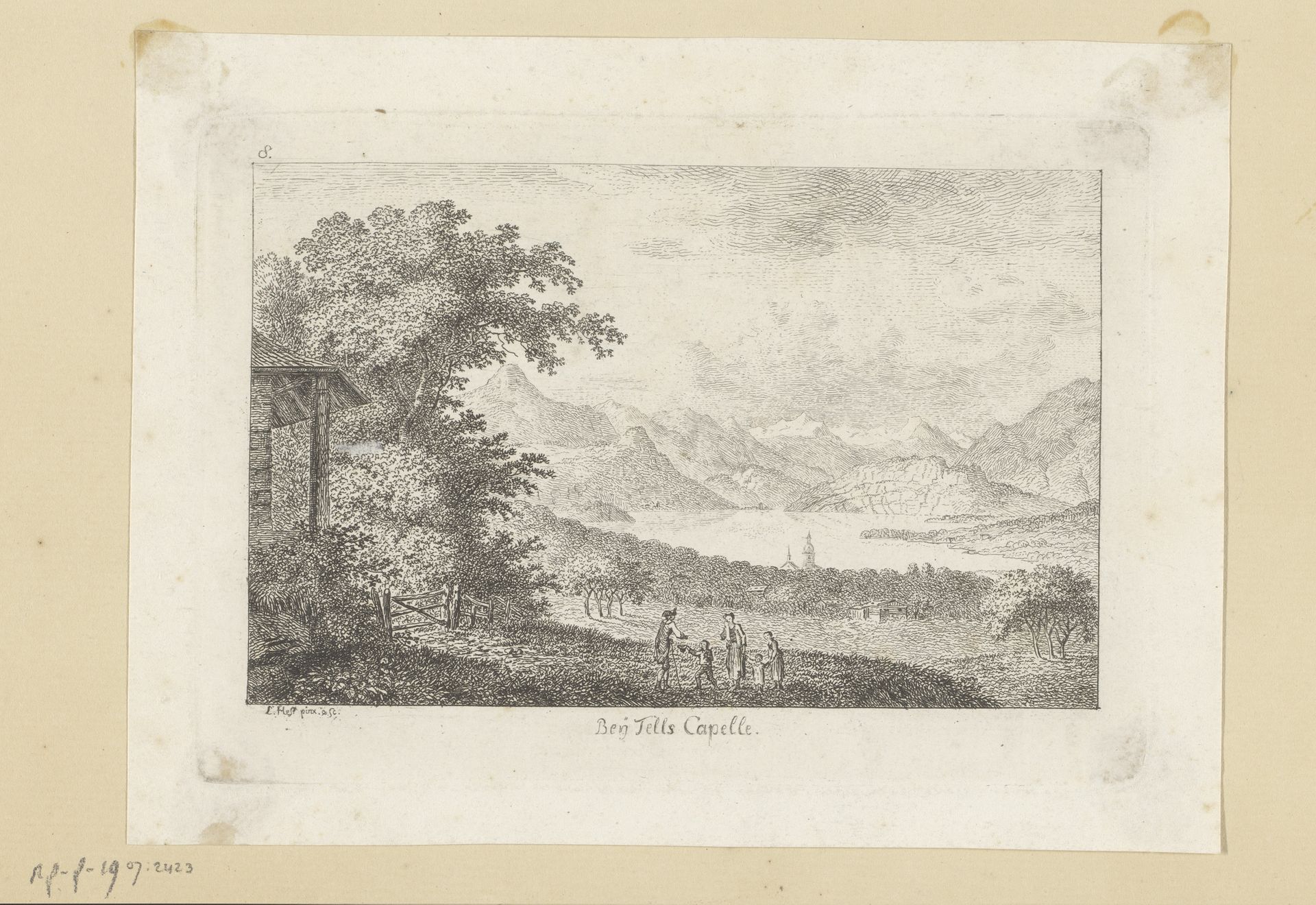 Bergachtig landschap by Ludwig Hess
