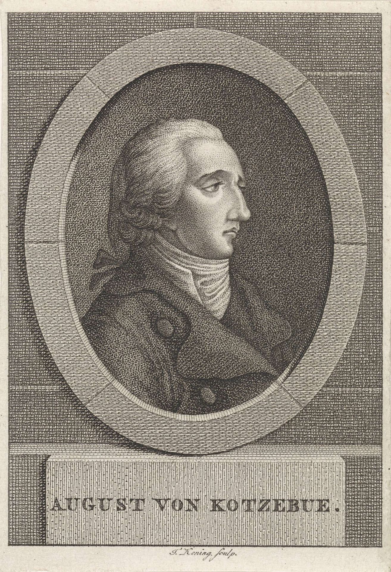 Portret van August Friedrich Ferdinand von Kotzebue by Theodoor Koning