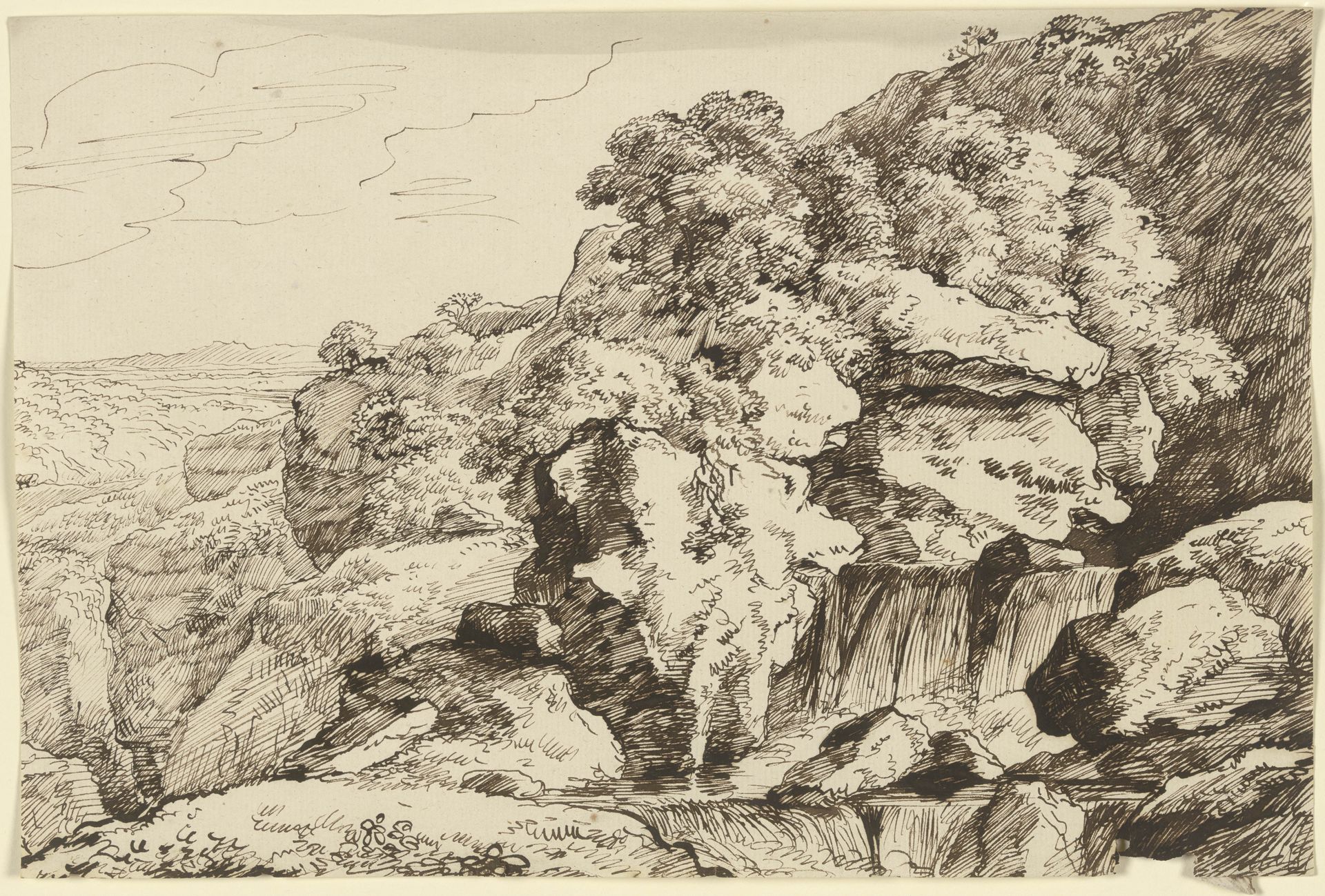 Wasserfall in einer Berglandschaft by Franz Kobell