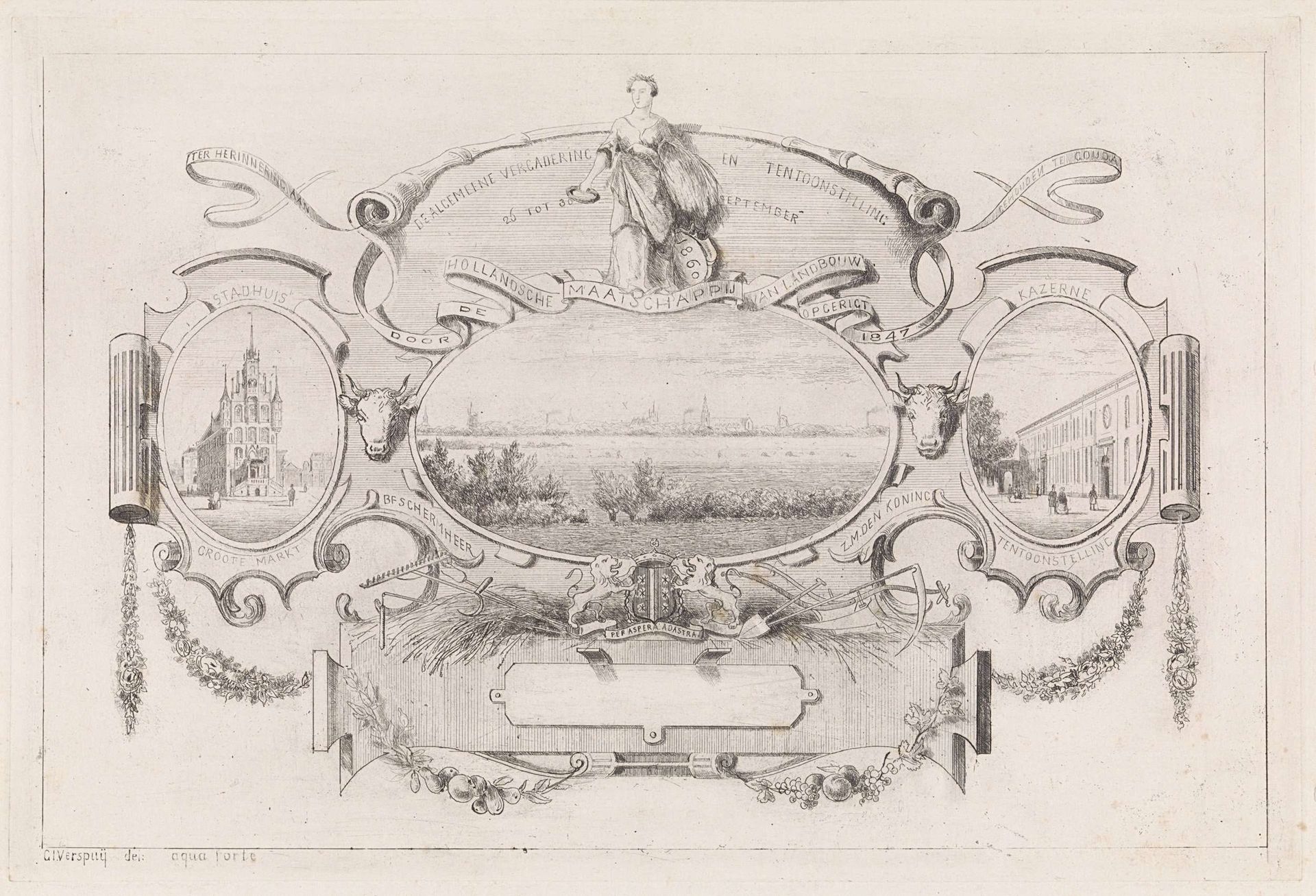 Herinnering aan de landbouwkundige vergadering en tentoonstelling te Gouda, 1860 by Gijsbertus Johannes Verspuy