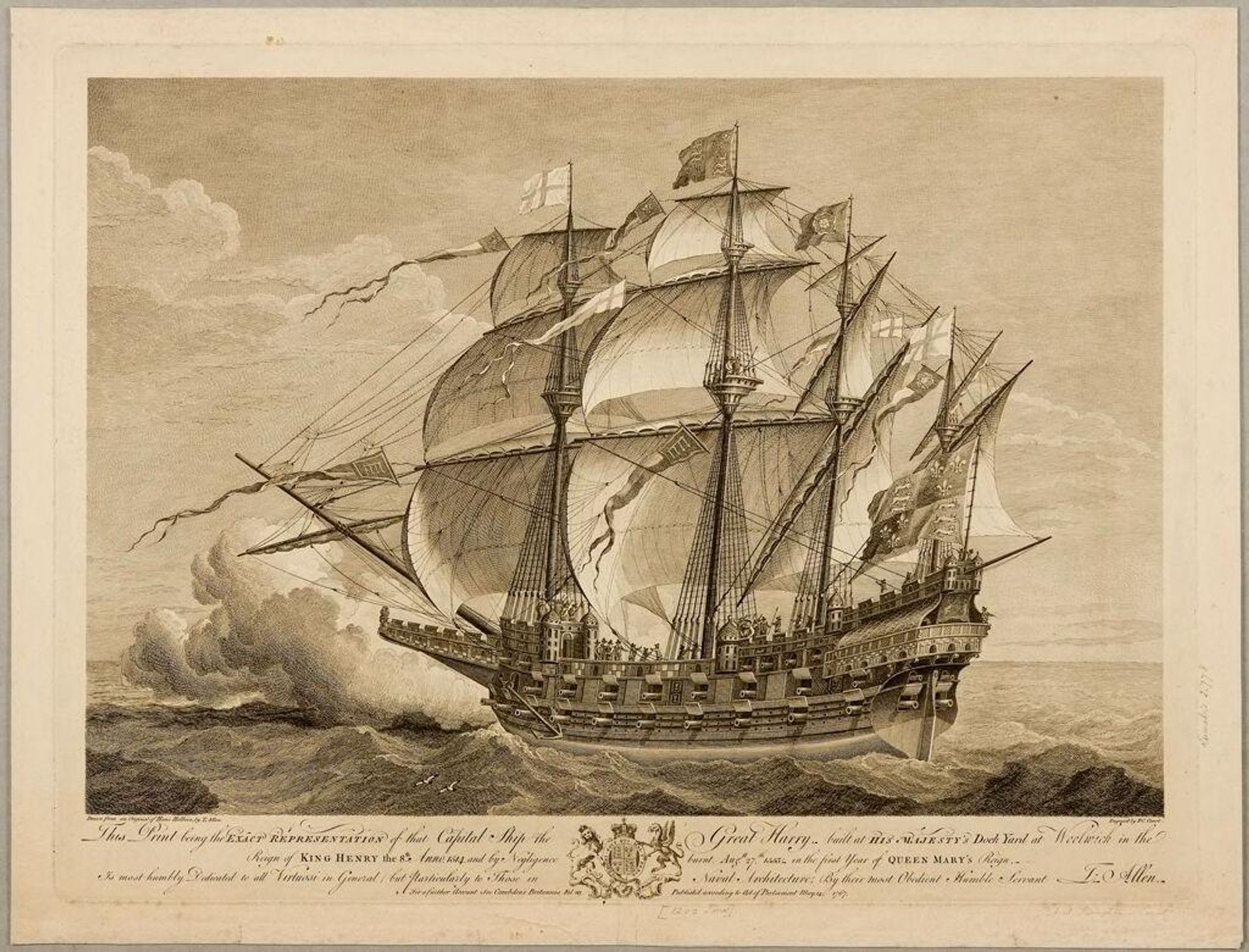 Ship Great Harry by Pierre Charles Canot
