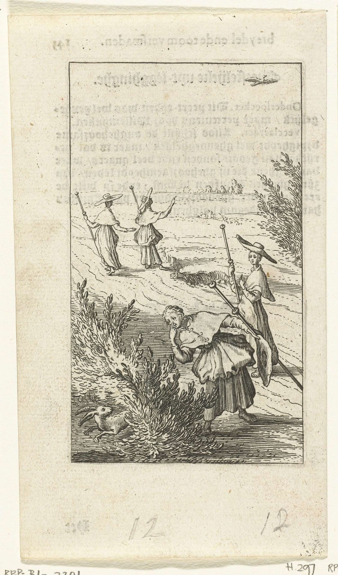 Willemynken bij konijn langs weg tijdens pelgrimage by Boëtius Adamsz. Bolswert