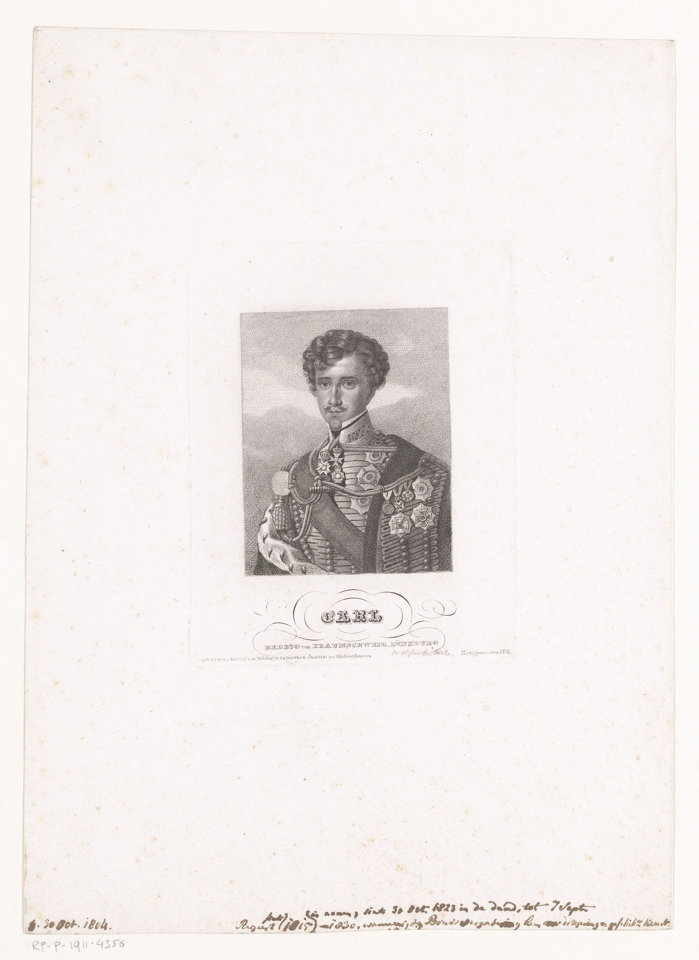 Portret van Karel II van Brunswijk by Ferdinand Bahmann