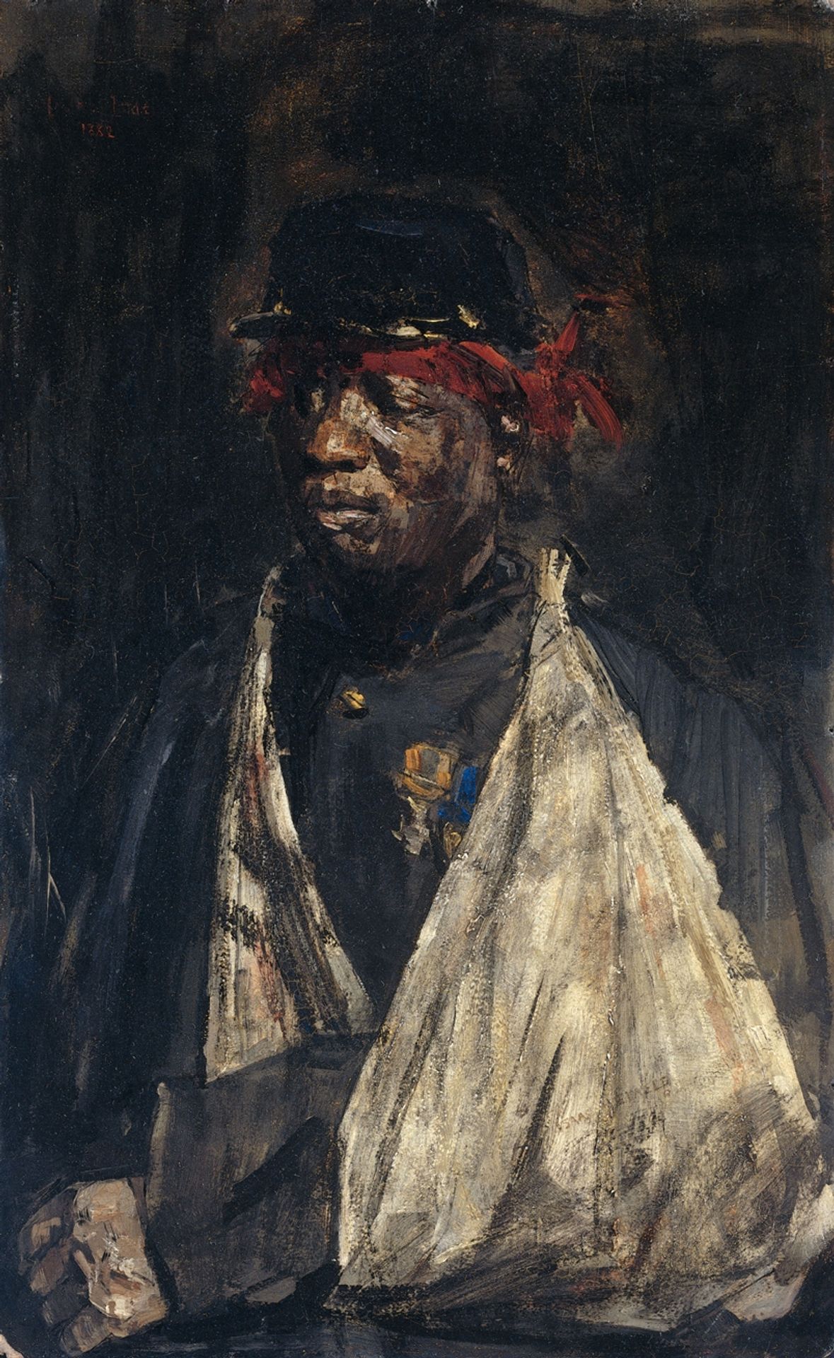 Portrait Of The Wounded KNIL soldier Kees Pop by Isaac Israels