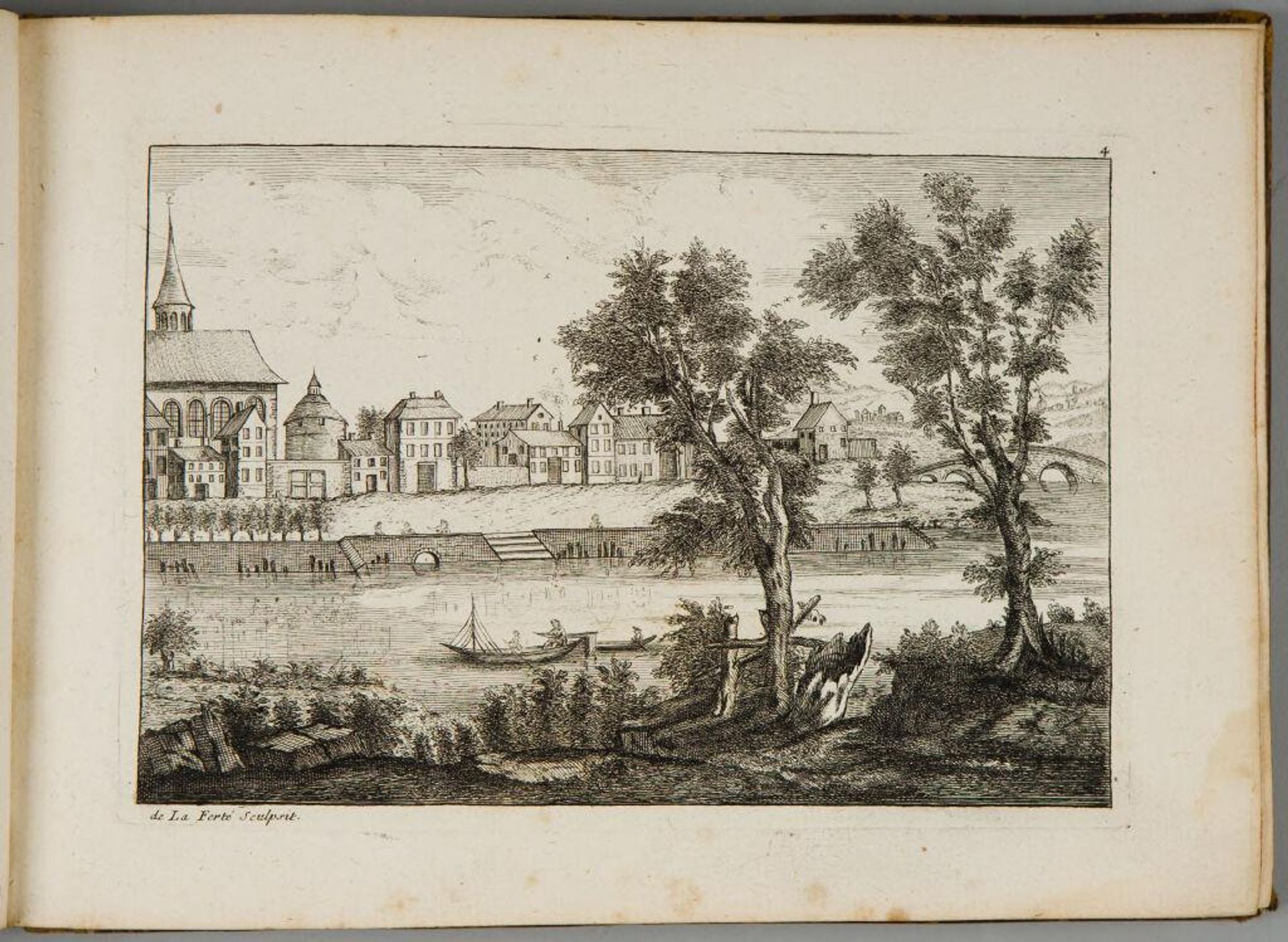 River View with Farmhouse, Washerwoman, Swimmer and Rowboat by Denis-Pierre-Jean Papillon de la FertÃ©
