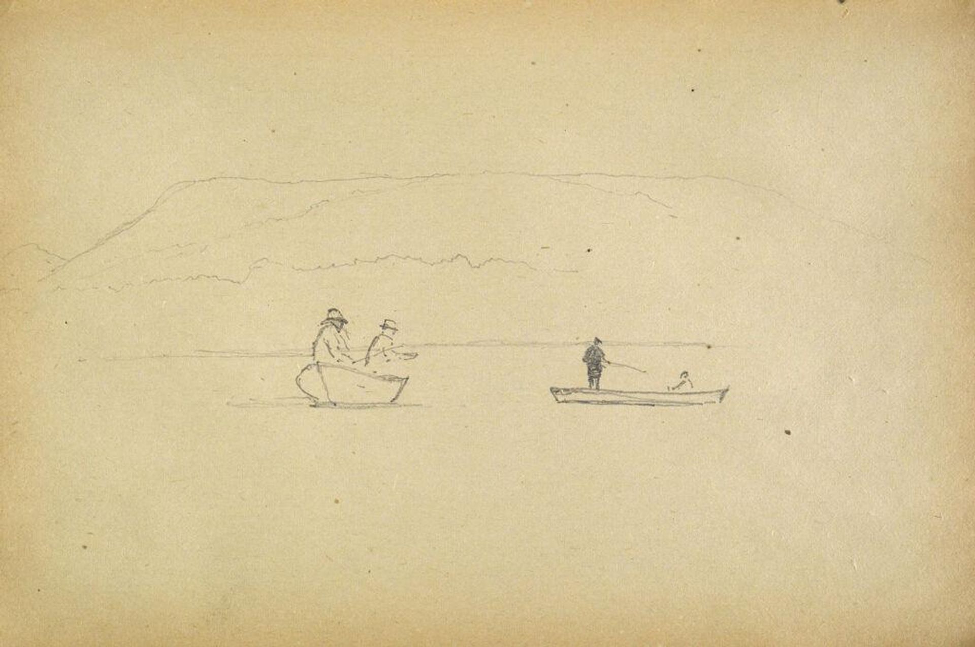 Men Fishing from Boats, Lake Mooselucmaguntic, Maine by Benjamin Champney