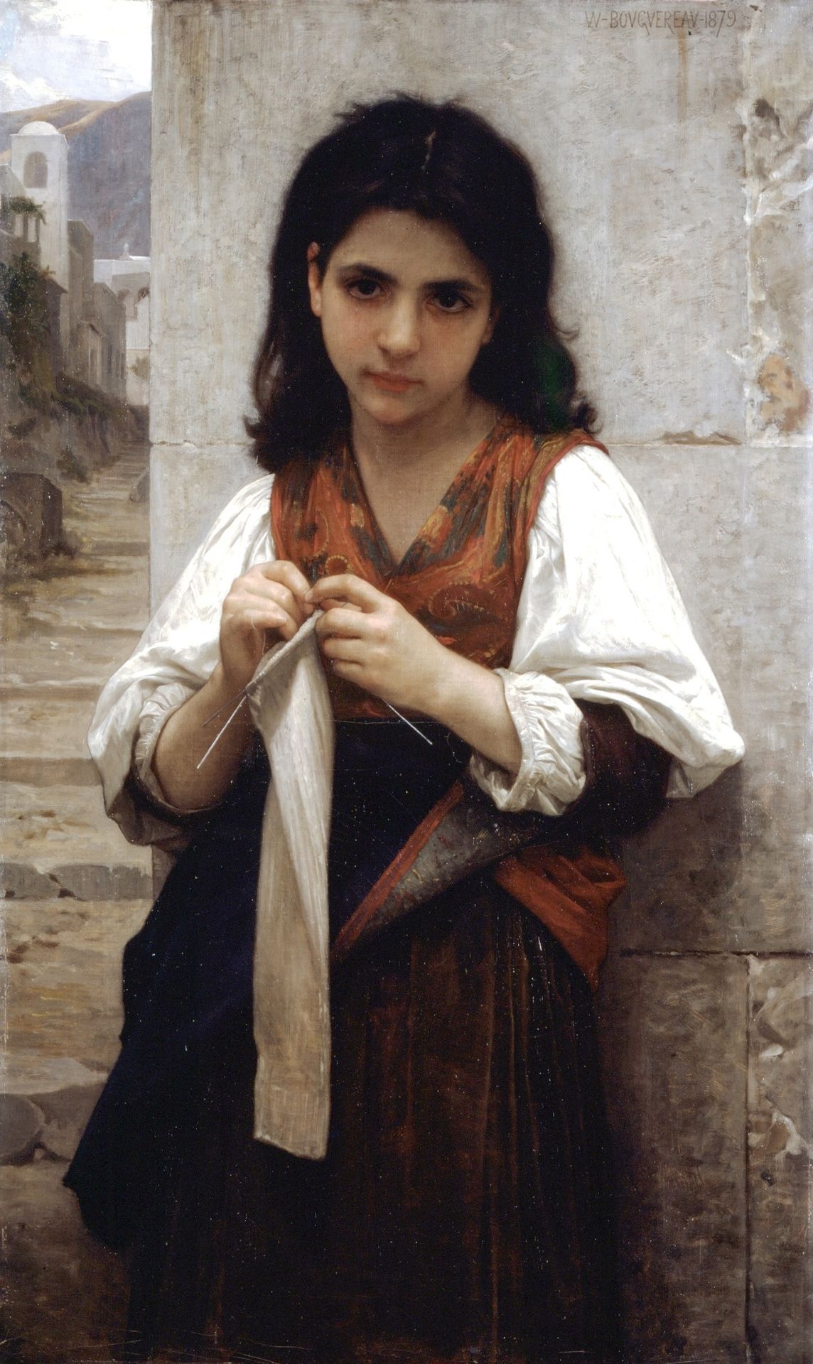 Knitting machine by William Bouguereau