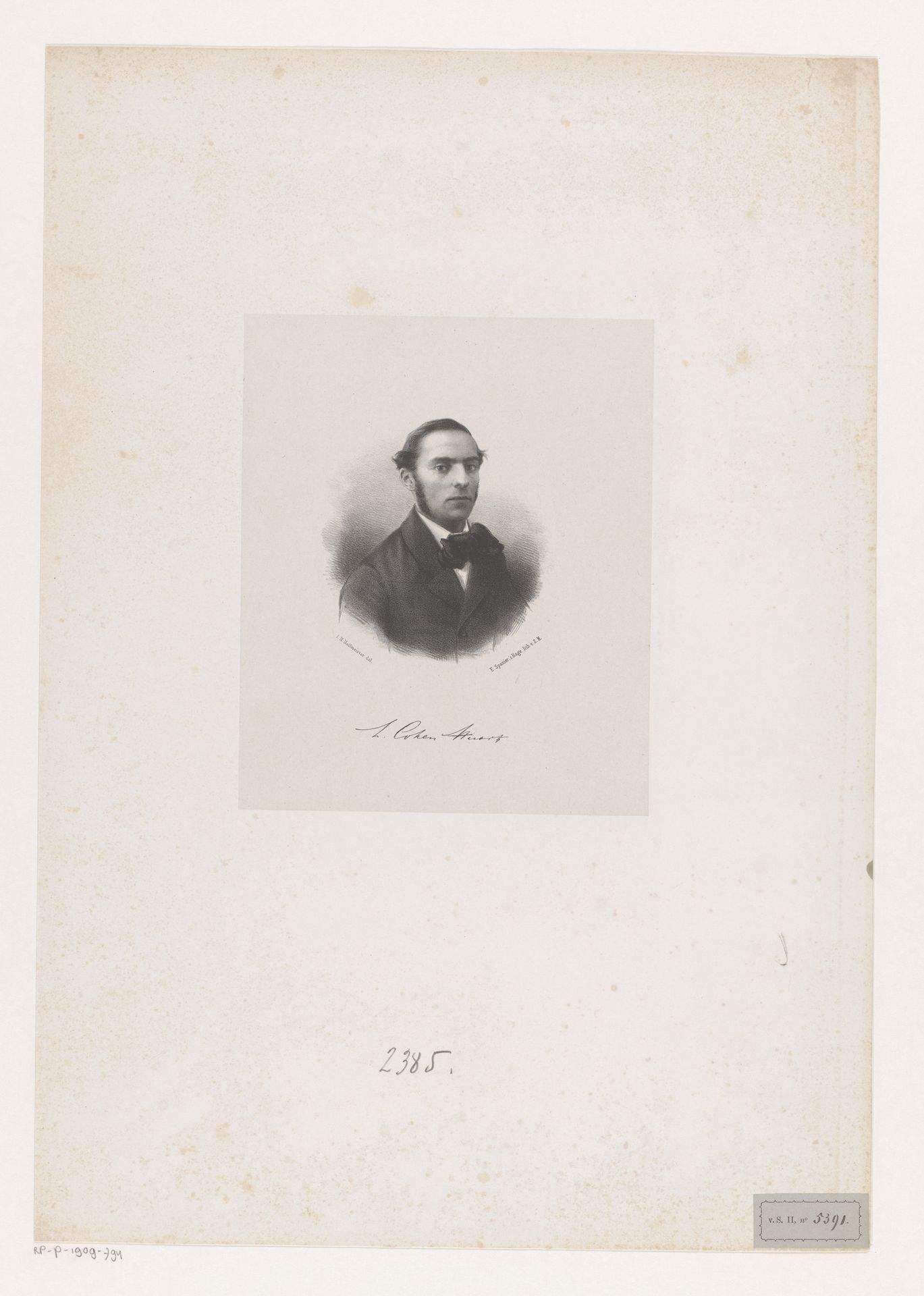 Portret van Lewis Cohen Stuart by Johan Hendrik Hoffmeister