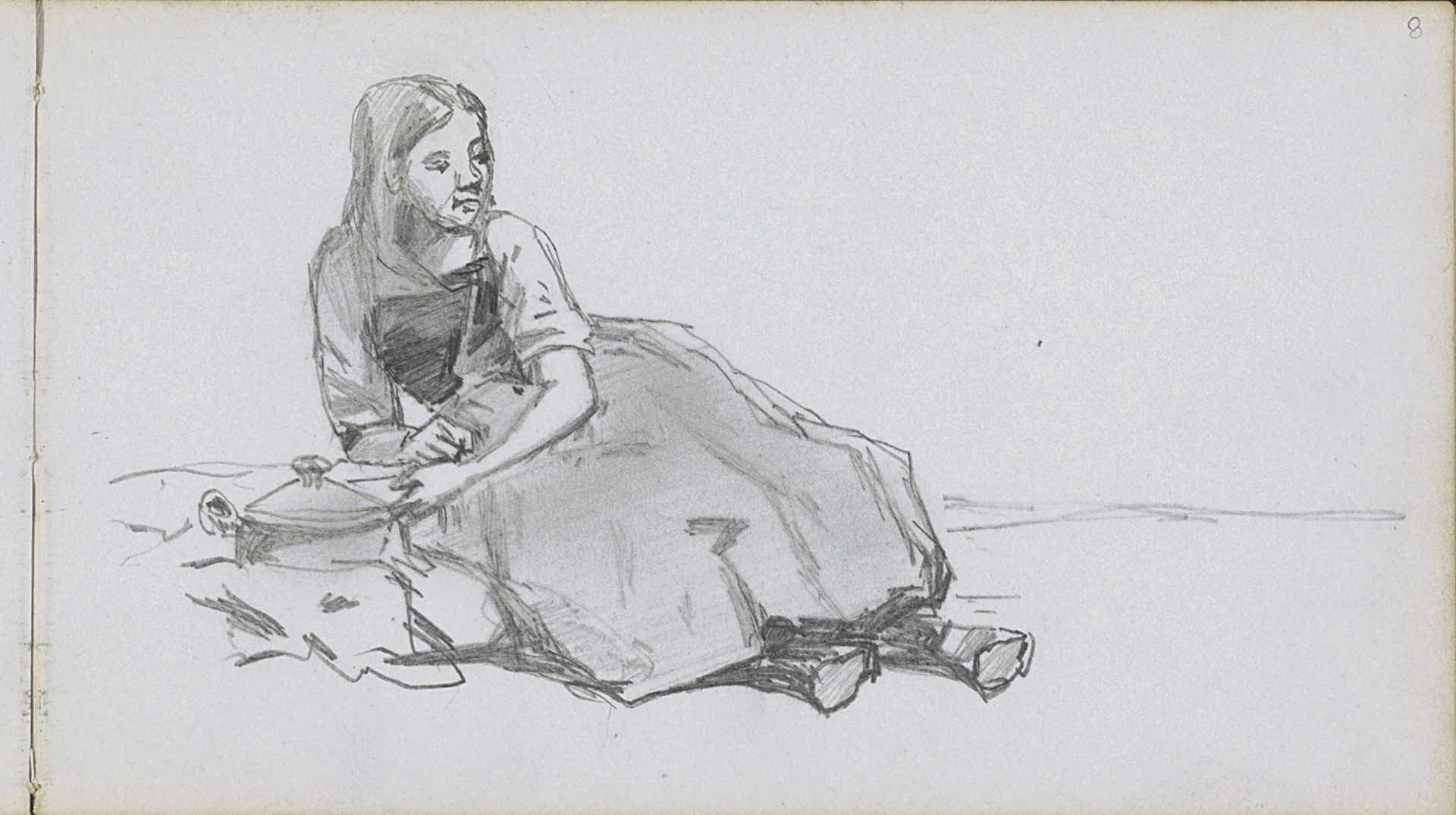 Liggend meisje by Johan Hendrik Weissenbruch