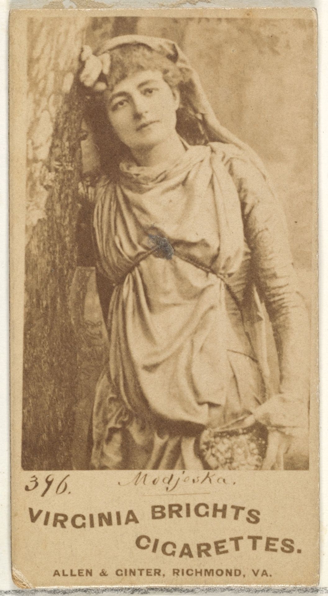 Card 396, Modjeska, from the Actors and Actresses series (N45, Type 1) for Virginia Brights Cigarettes by Allen & Ginter