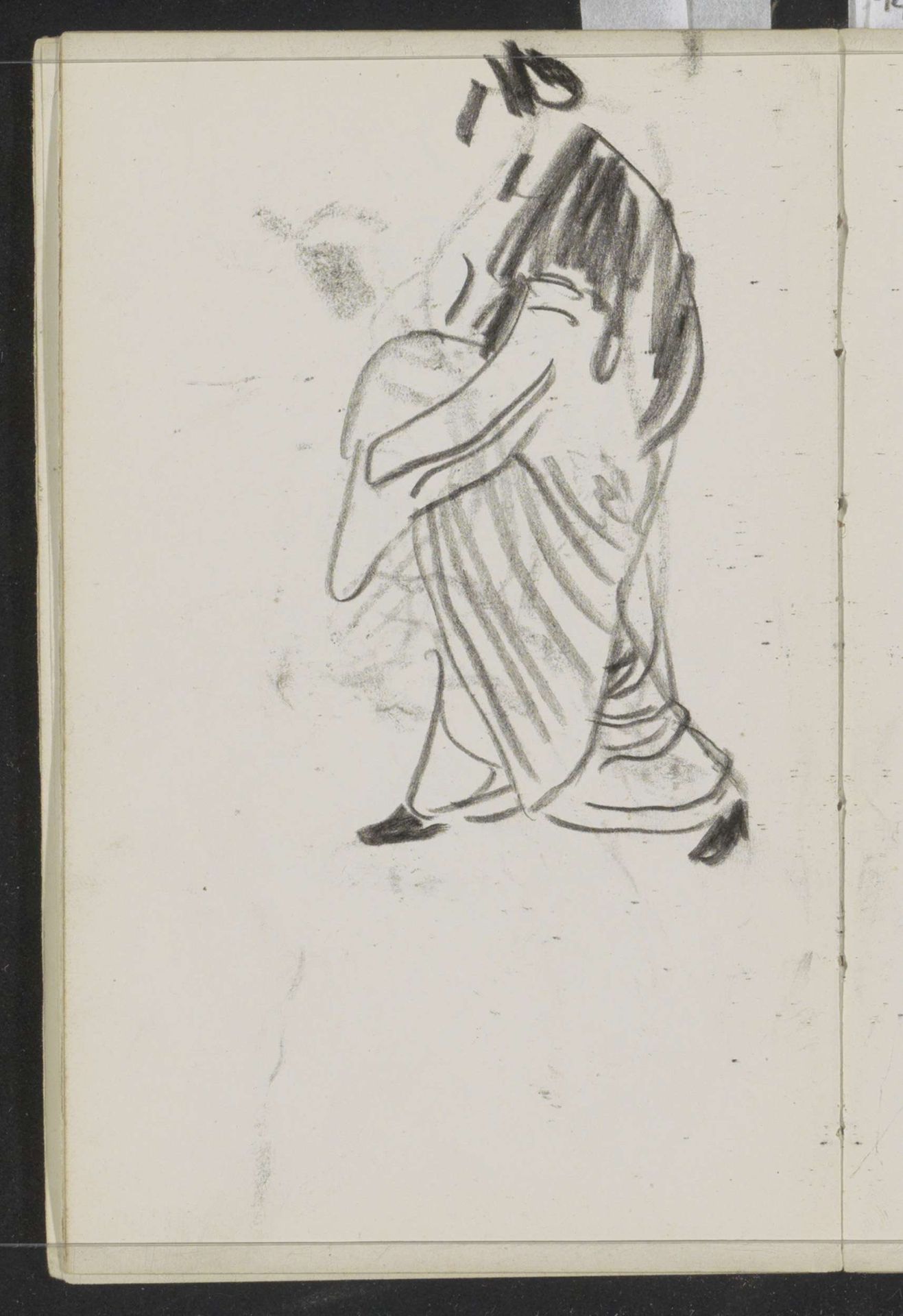 Figuur in oosterse kleding, vermoedelijk een kimono by Carel Adolph Lion Cachet