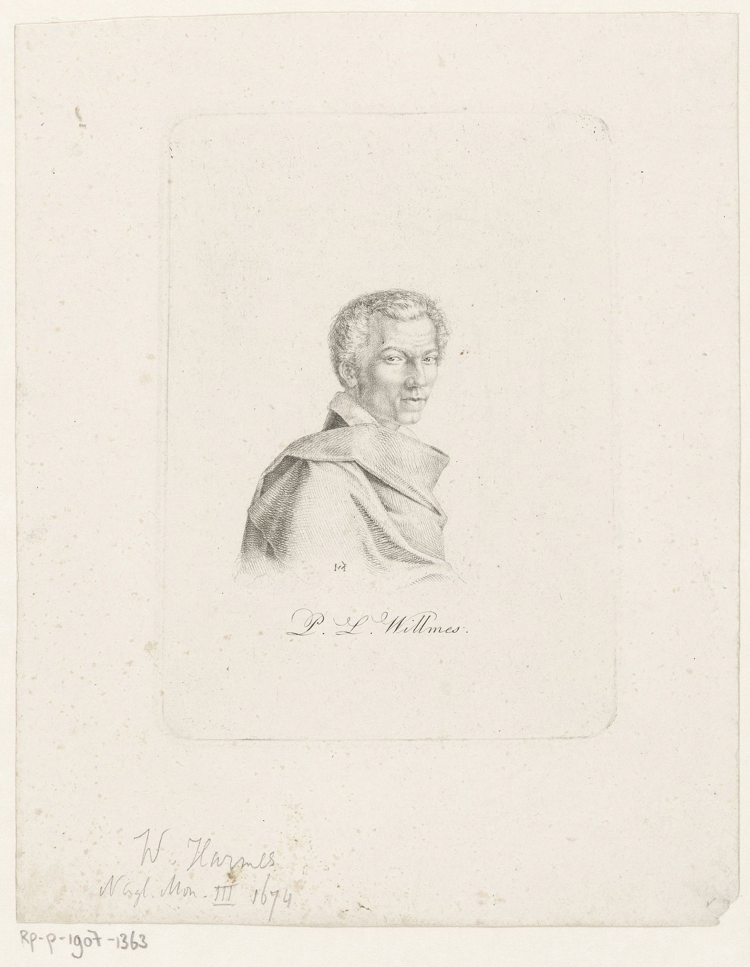 Portret van Peter Ludwig Willmes by W. Harmes