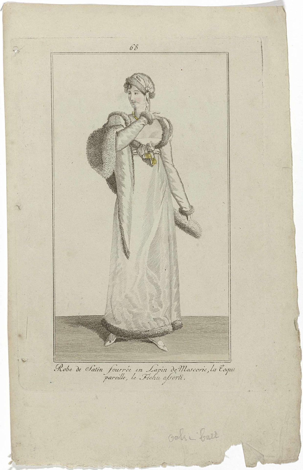 Elegantia, of tijdschrift van mode, luxe en smaak voor dames, Januari 1809, No. 68 : Robe de Satin (...) by Anonymous