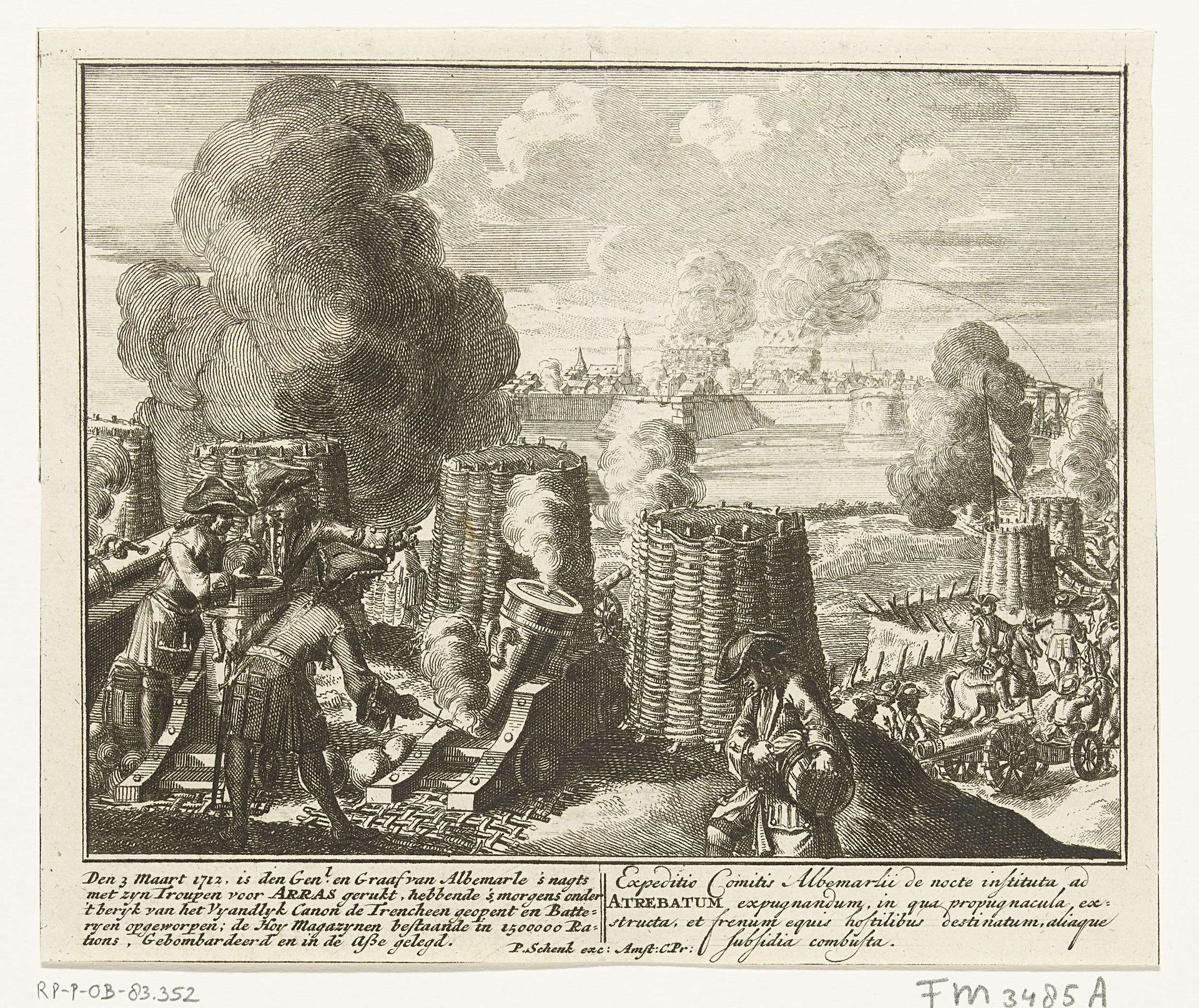 Bombardement van Arras, 1712 by Pieter Schenk
