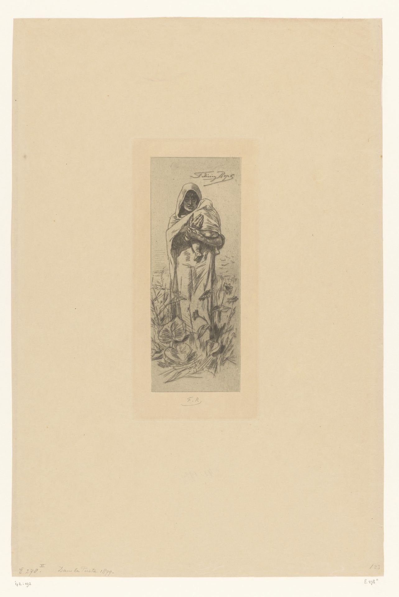 Vrouw met kind op de arm by Felicien Rops