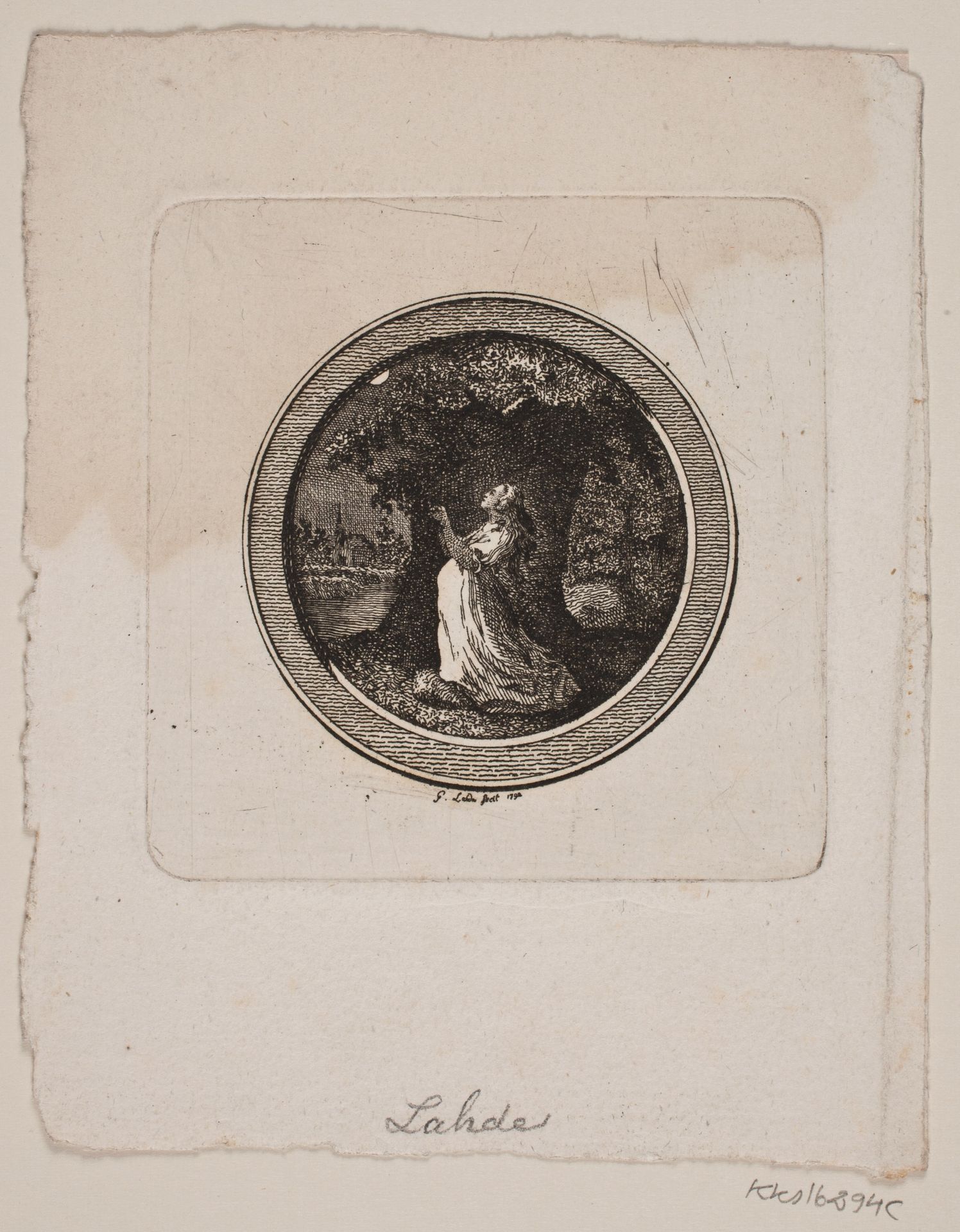 En bedende kvinde, en af tre tondovingnetter by Gerhard Ludvig Lahde