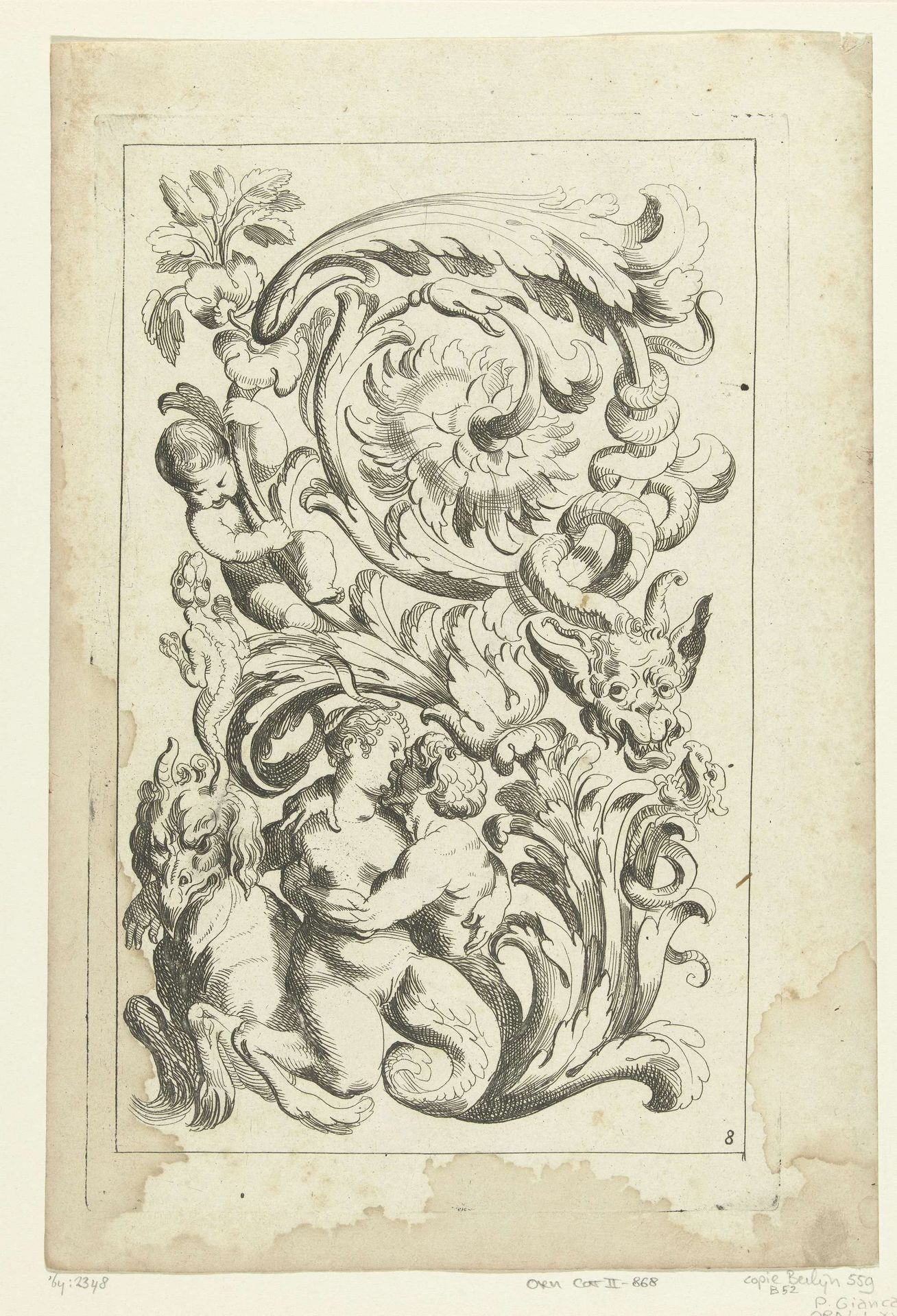 Triton en sirene naast zeemonster met snavel by Anonymous