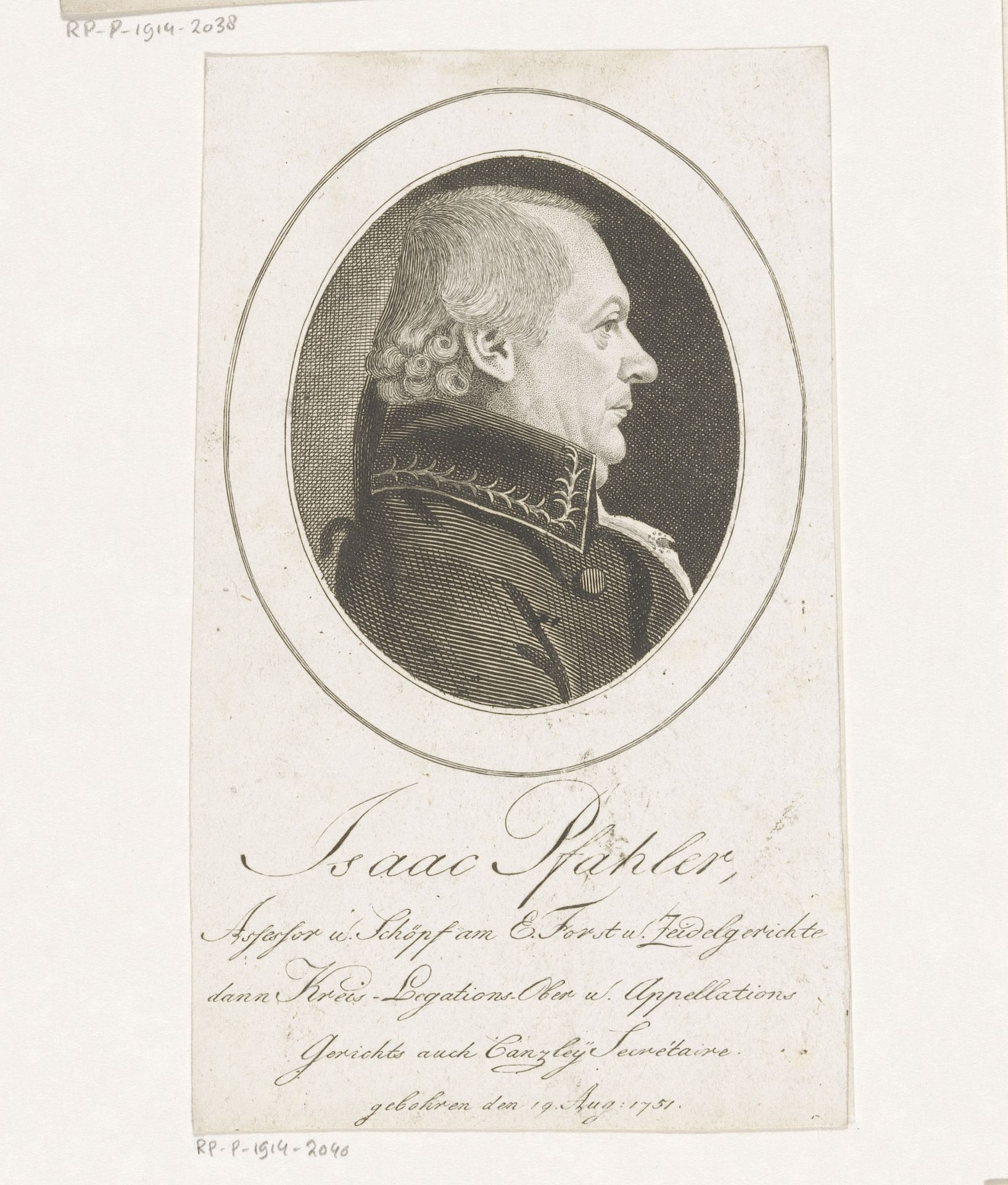 Portret van Isaac Pfhaler by Christoph-Wilhelm Bock