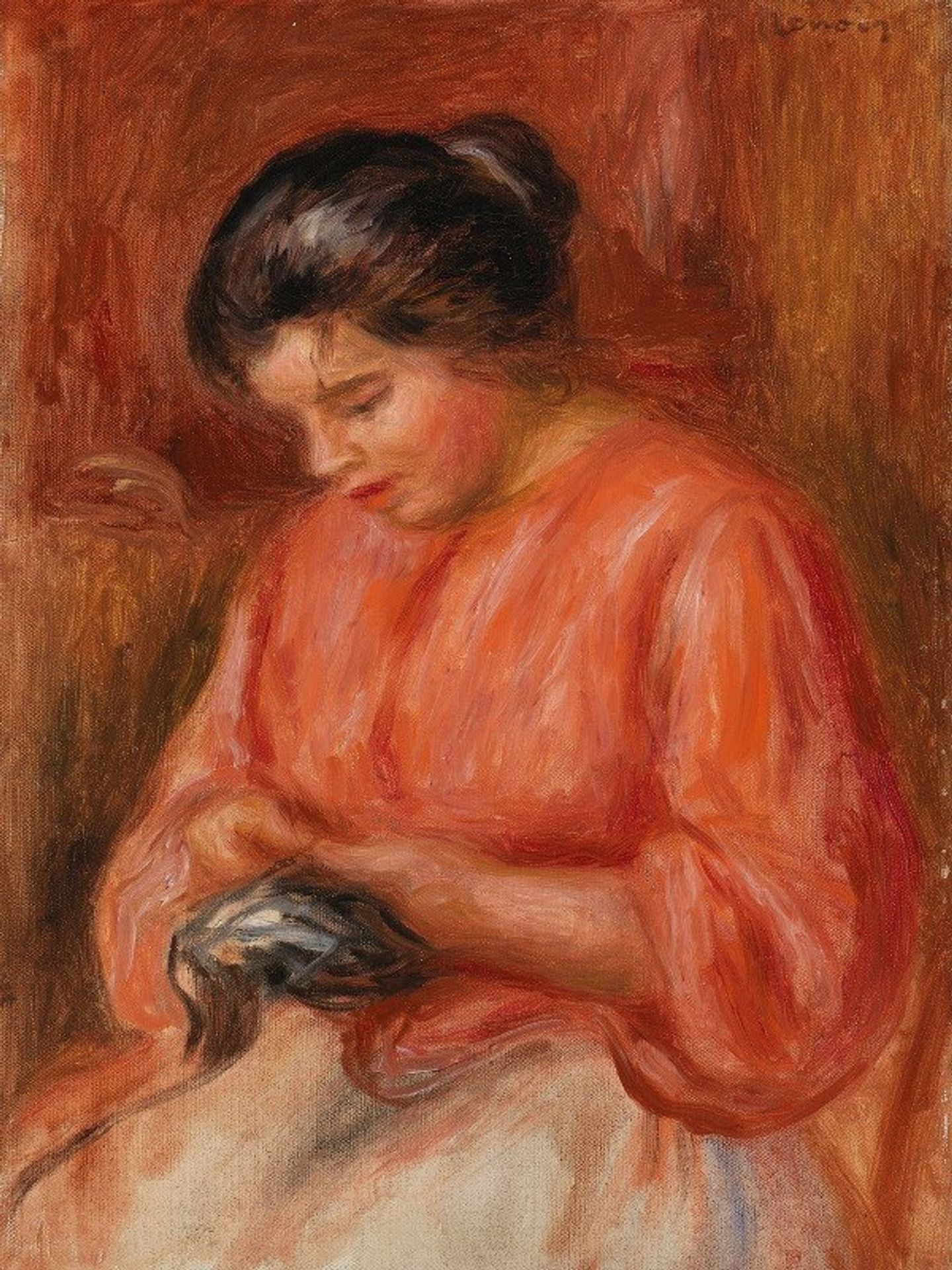 Girl Darning by Pierre-Auguste Renoir