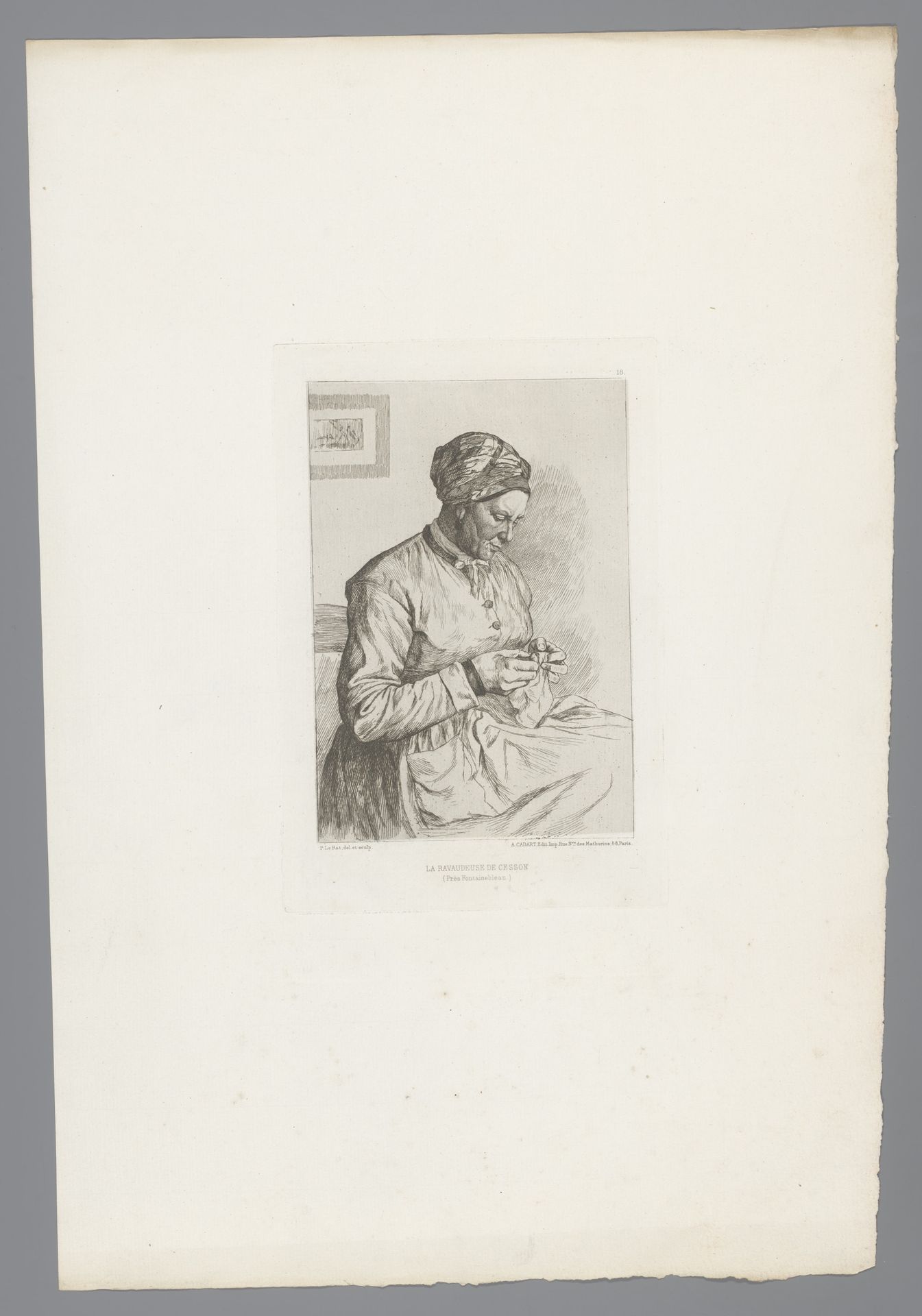 Handwerkende vrouw by Paul-Edme Le Rat