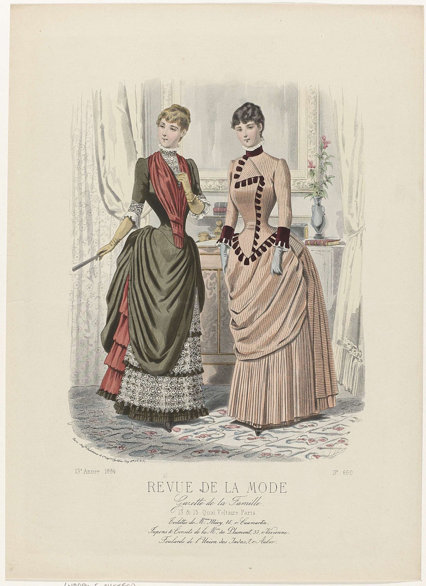 Revue de la Mode, Gazette de la Famille, dimanche 24 Août 1884, 13e Année, No. 660: Toilettes de M.me Méry (...) by E. Cheffer