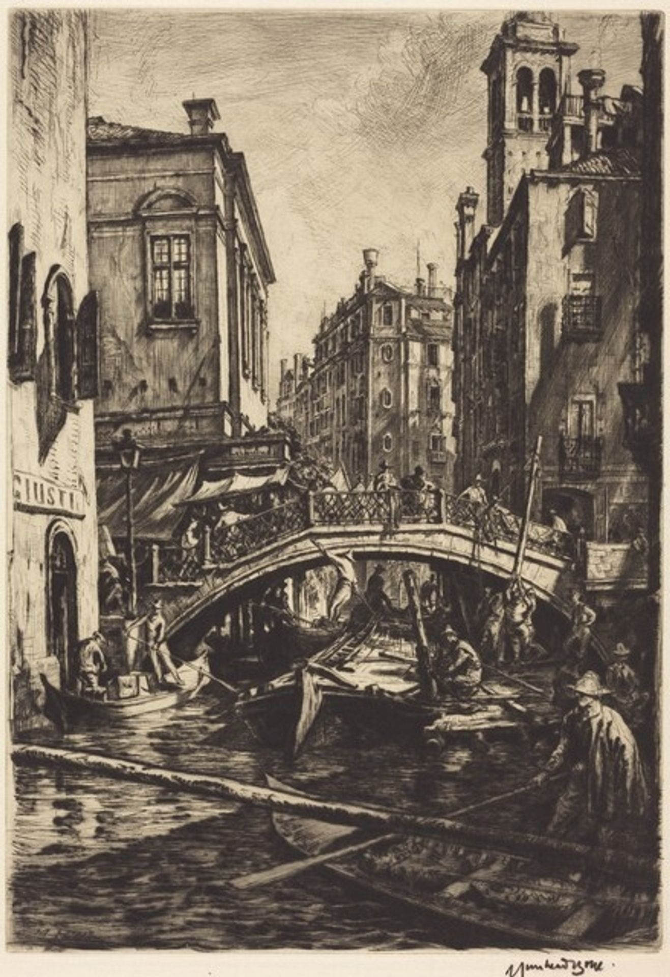 Canal and Bridge of S.S. Apostoli, Venice by Muirhead Bone