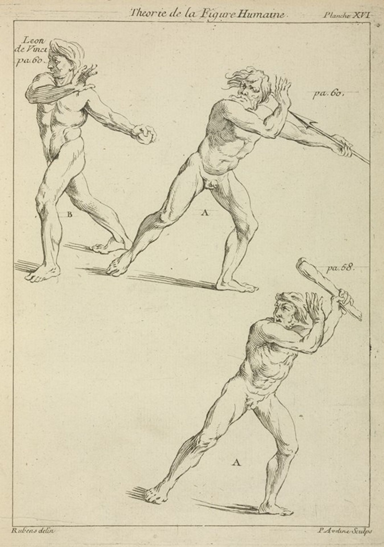 Three male figures in twisting positions by Peter Paul Rubens