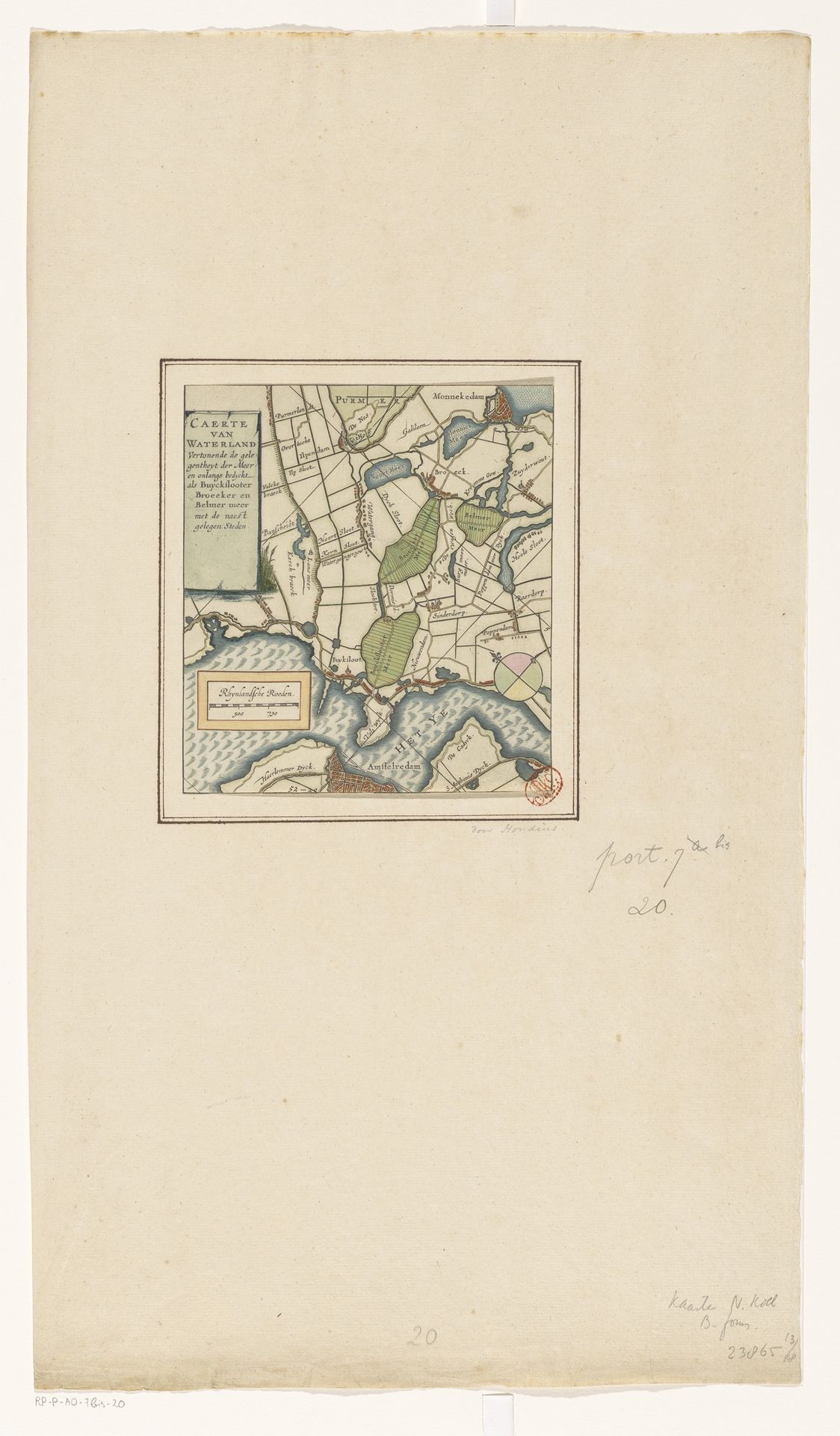 Kaart van Waterland by Pieter van der Keere