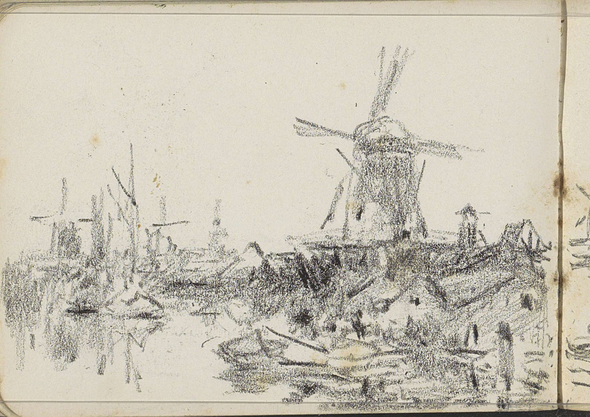 Molen aan een waterkant by Willem Cornelis Rip
