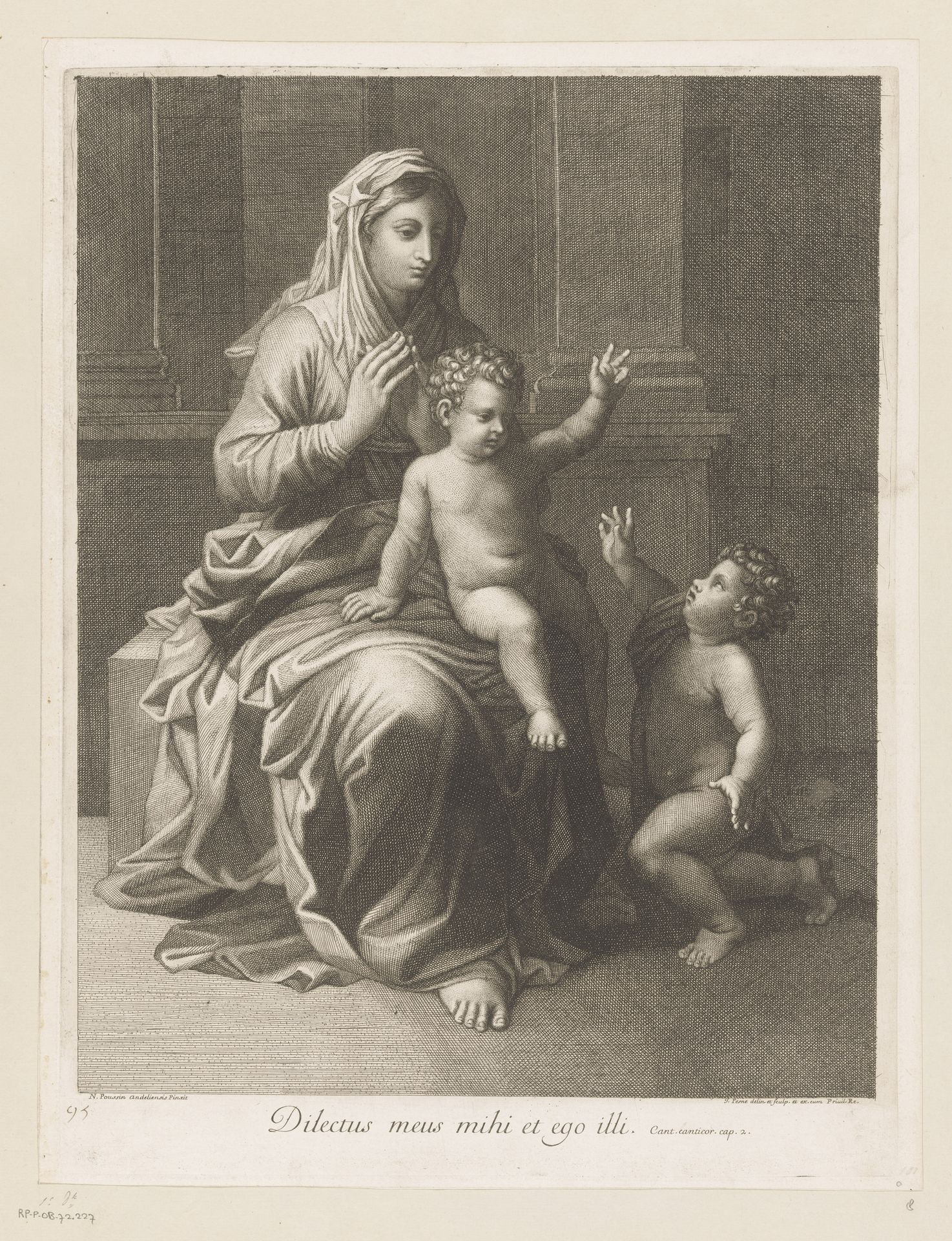 Maria met kind en Johannes de Doper by Jean Pesne
