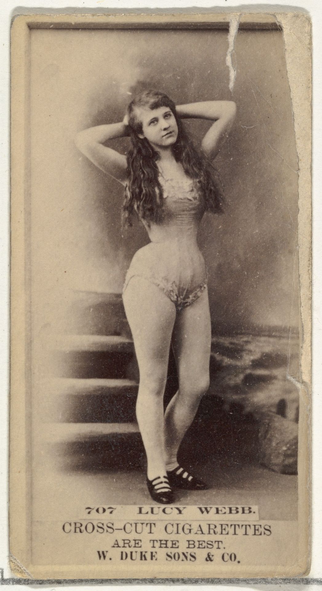 Card Number 707, Lucy Webb, from the Actors and Actresses series (N145-3) issued by Duke Sons & Co. to promote Cross Cut Cigarettes by W. Duke, Sons & Co.