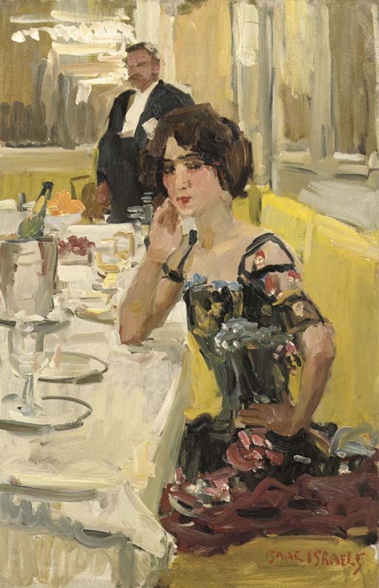 At the table at Le Perroquet restaurant, Paris by Isaac Israels