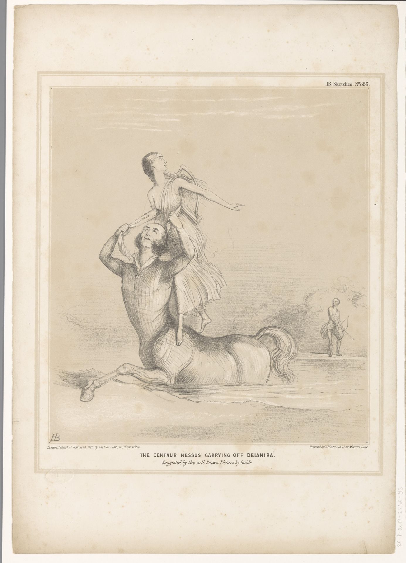 Spotprent met Lord Bentinck als de centaur Nessus by John Doyle