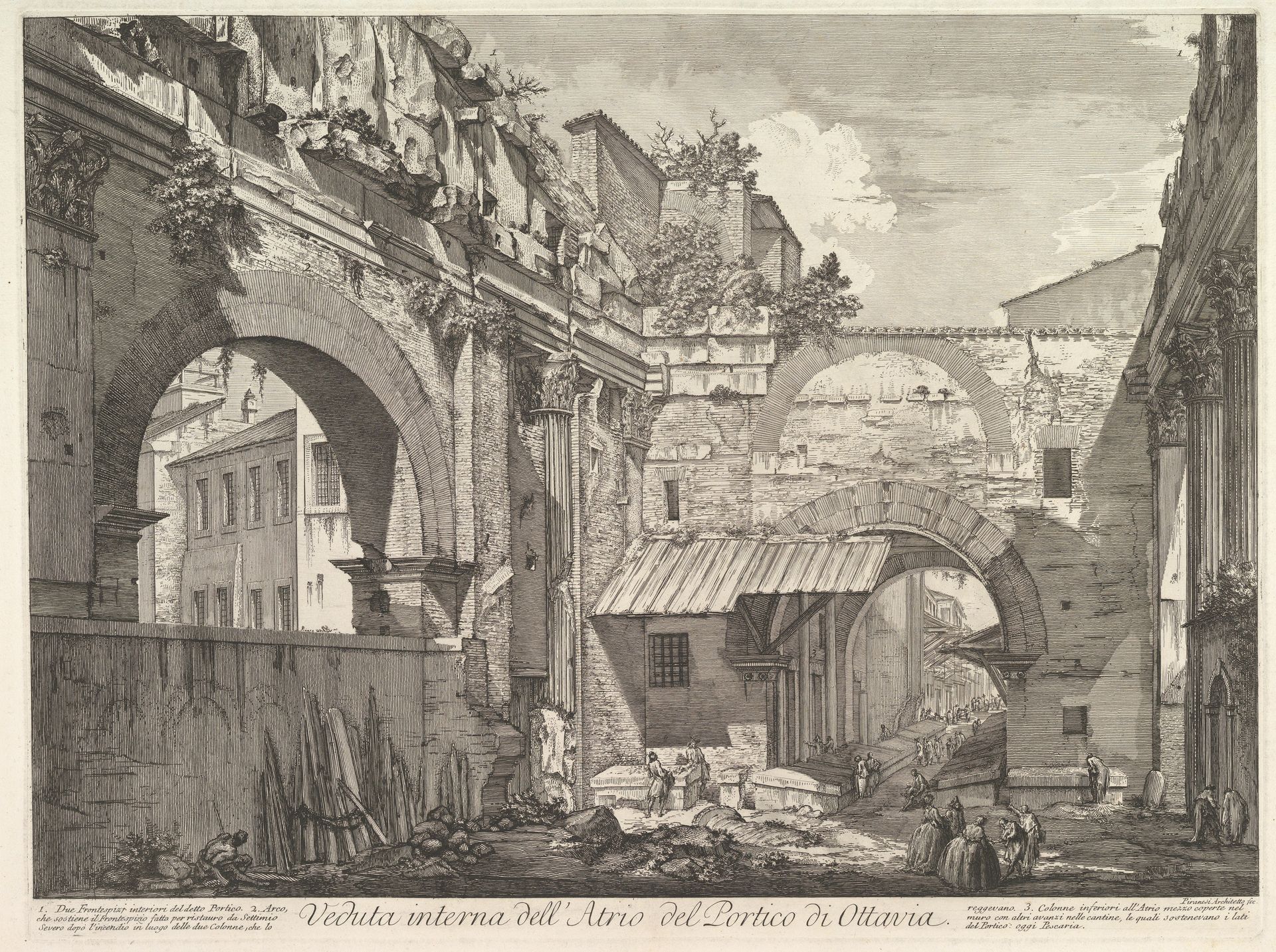 Veduta interna dell'Atrio del Portico di Ottavia (Internal View of the Atrium of the Portico of Octavia), in: 'Vedute di Roma' (Views of Rome) by Giovanni Battista Piranesi