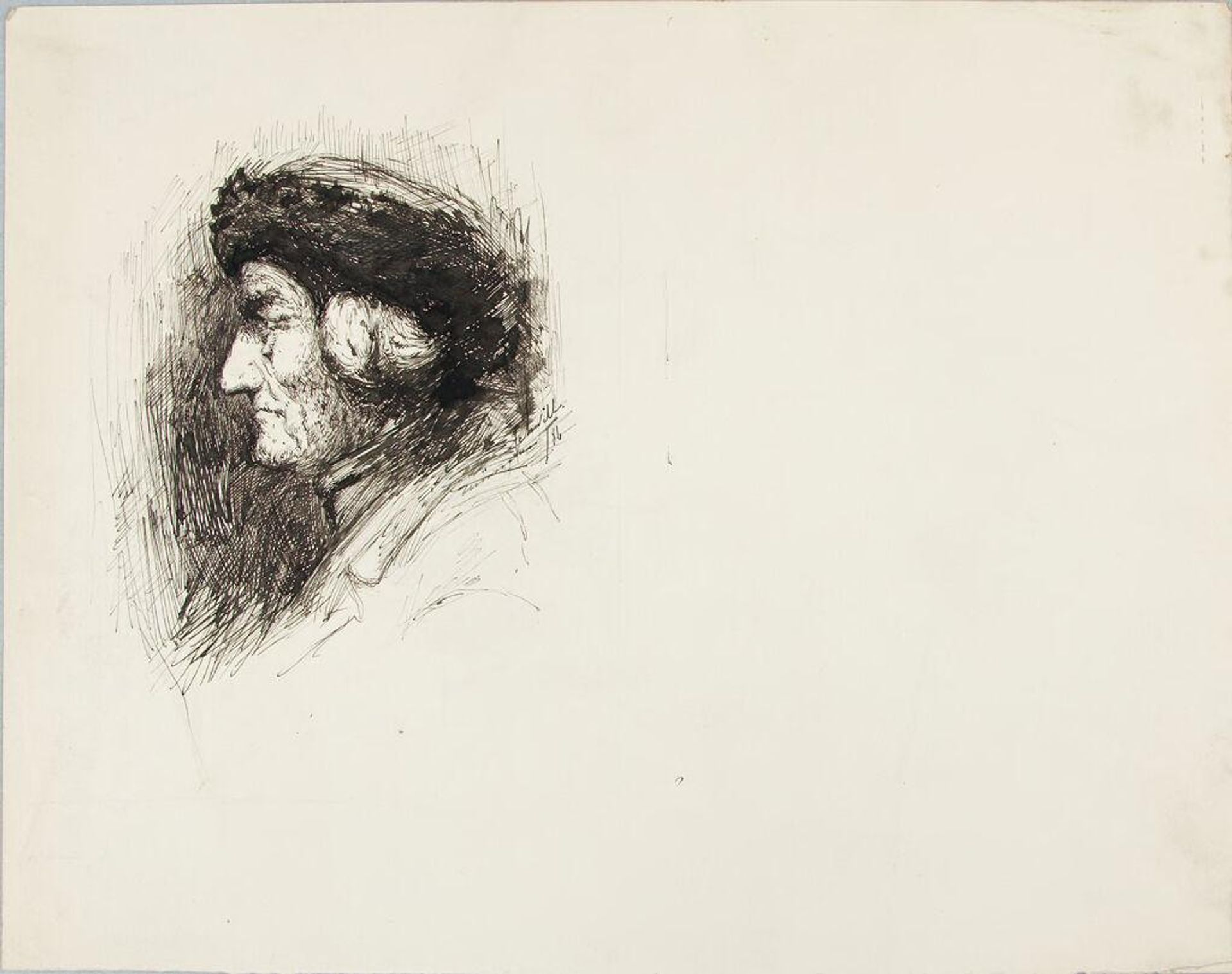 Sketch of a Man's Head in Profile by William Valentine Schevill