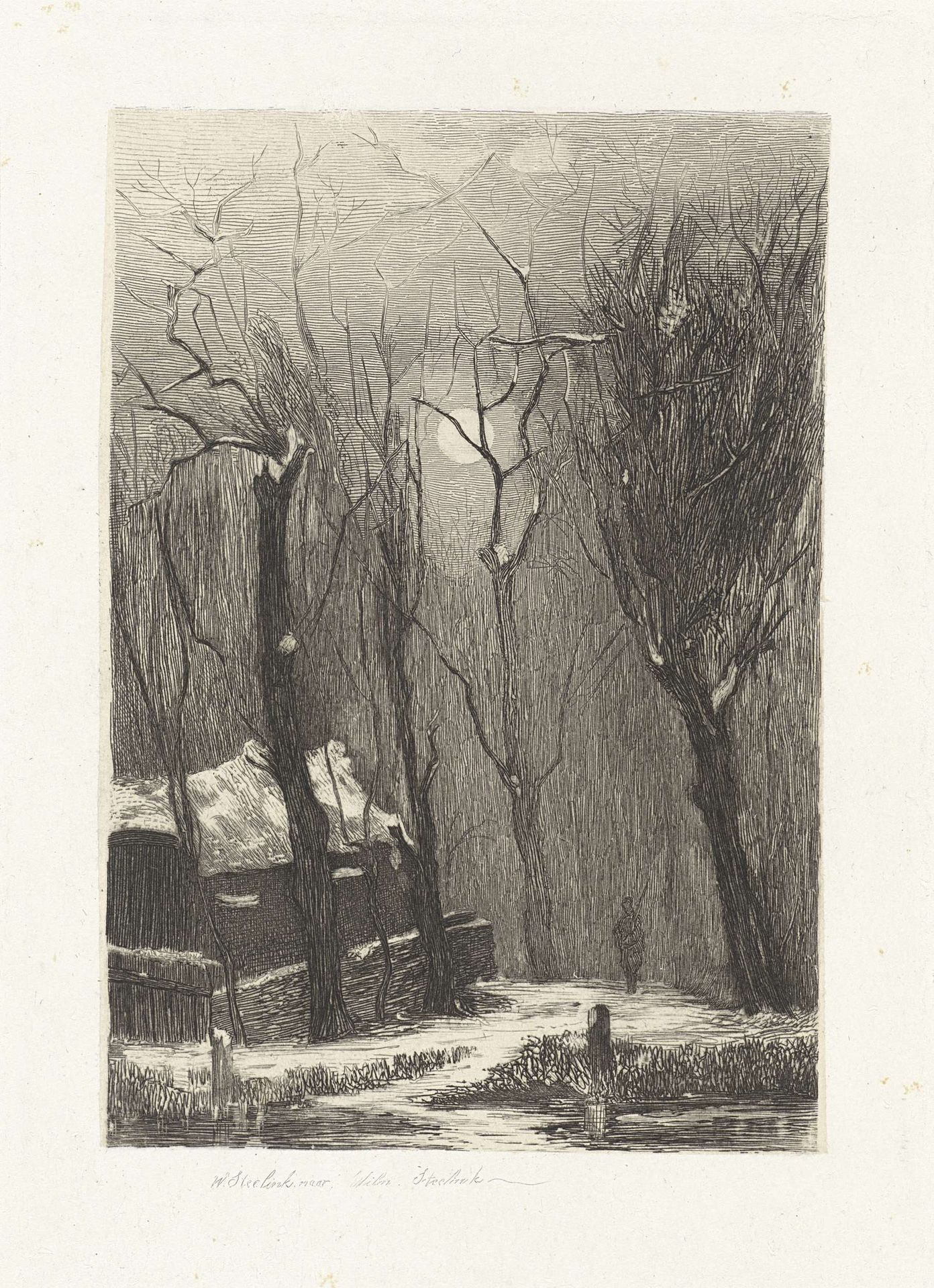 Boerenhut bij maanlicht by Willem (I) Steelink