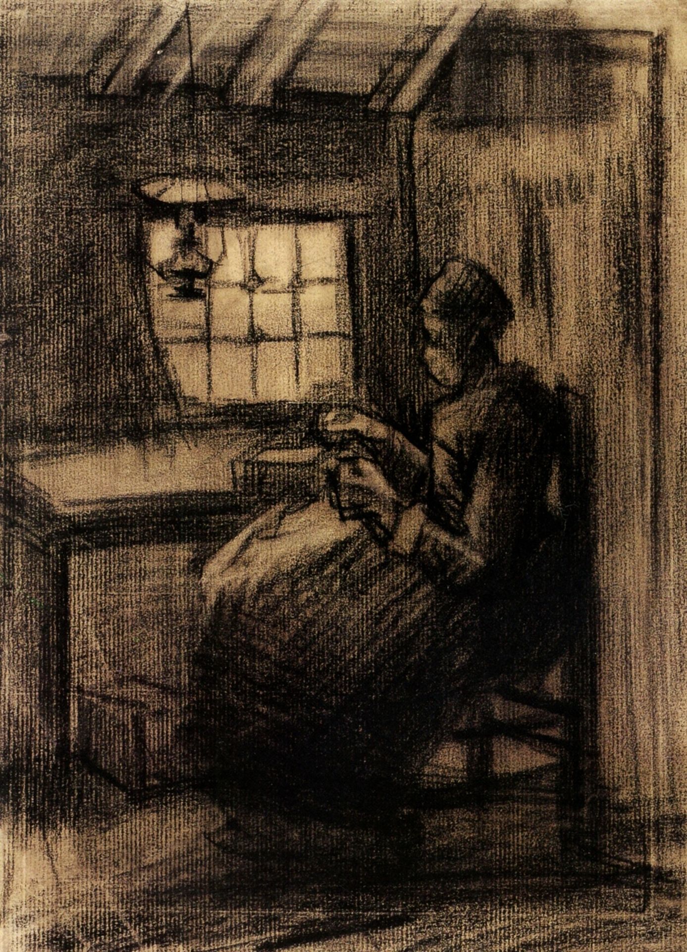 Woman Sewing by Vincent van Gogh