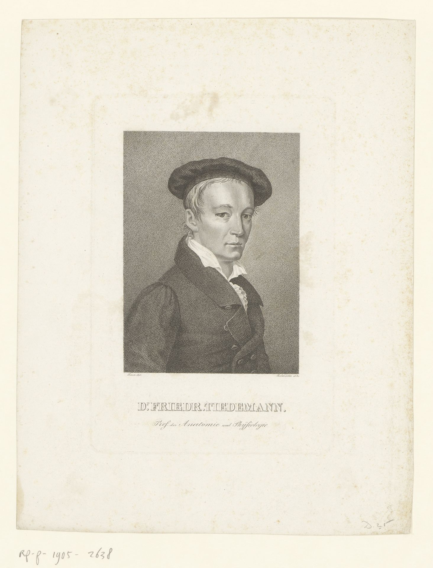 Portret van Friedich Tiedemann by Friedrich Rossmässler