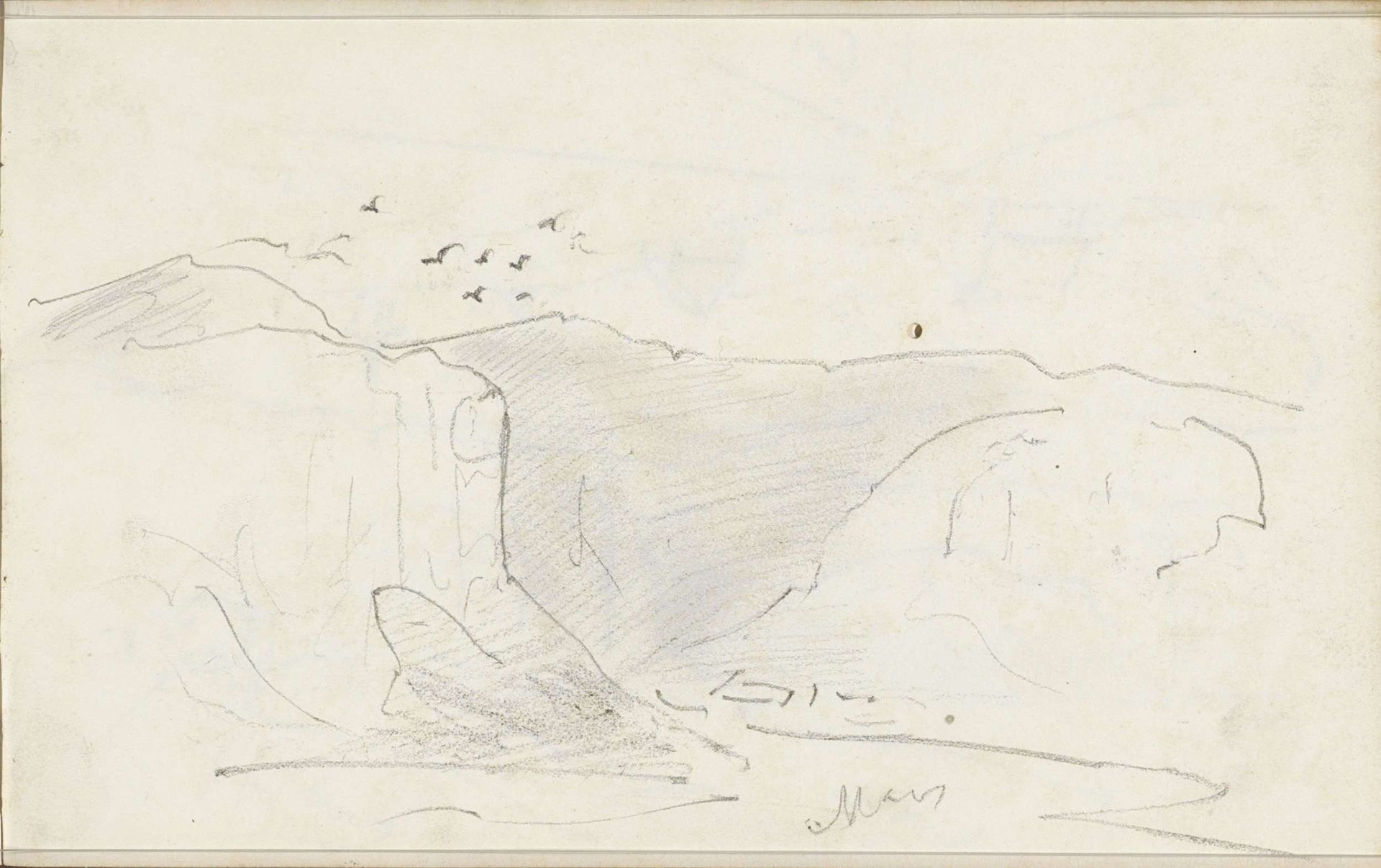 Berglandschap met een baai van de Maas by Johannes Tavenraat