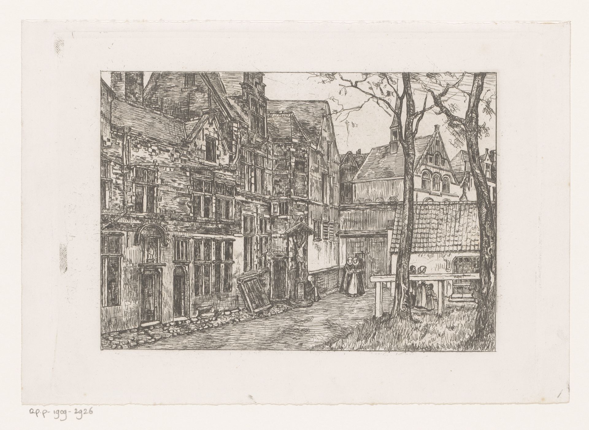 Hof van het Sint-Anna hospitium te Antwerpen by Théodore Joseph Cleynhens