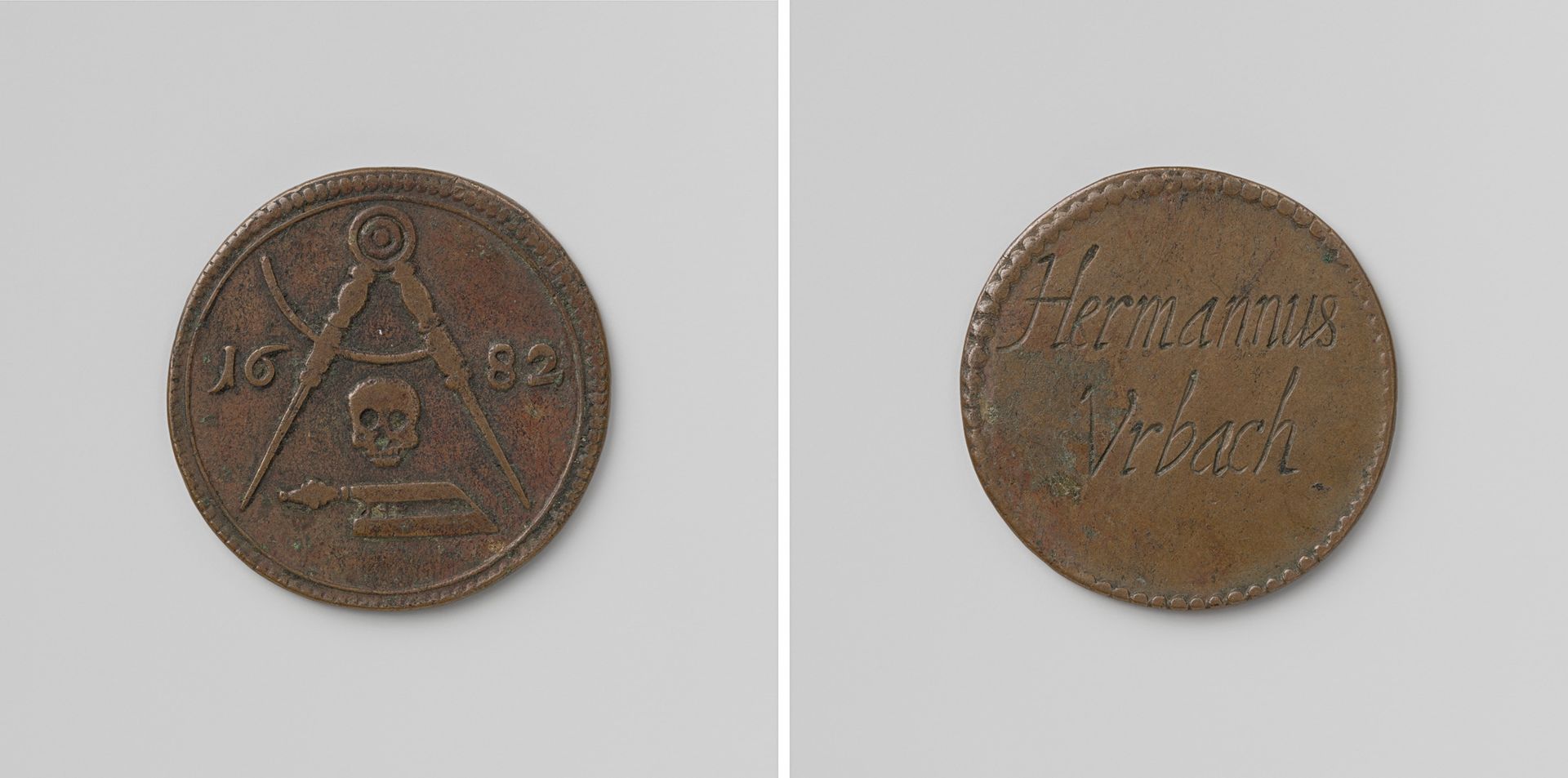 Timmerliedengilde van Keulen, begrafenispenning van Hermannus Urbach by Anonymous