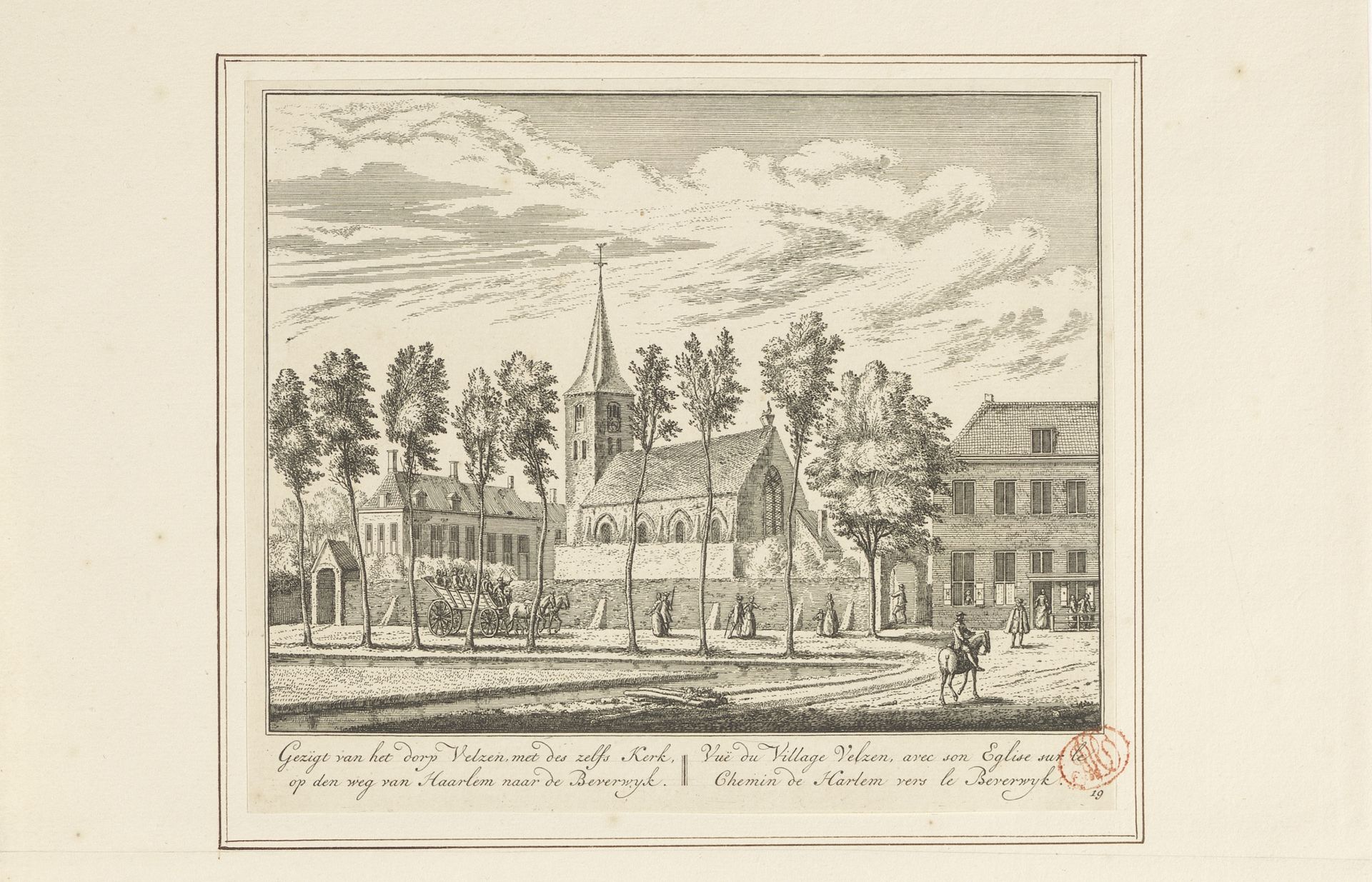 Gezicht op Velsen by Abraham Rademaker