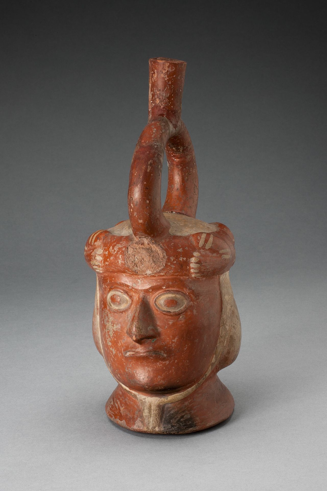 Portrait Vessel with Feline Headdress [Head of Feline is Missing] by Moche