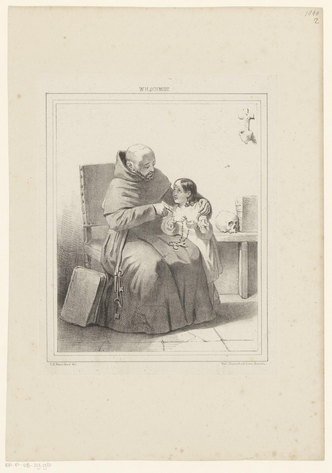 Monnik en meisje by Franciscus Bernardus Waanders