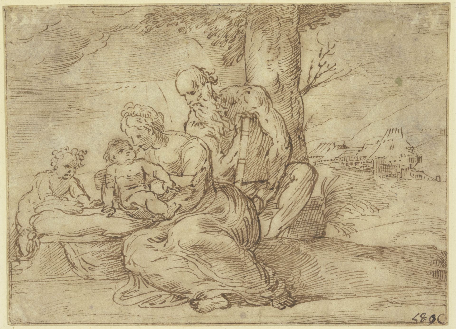 Die Heilige Familie mit dem Johannesknaben unter einem Baum by Titian