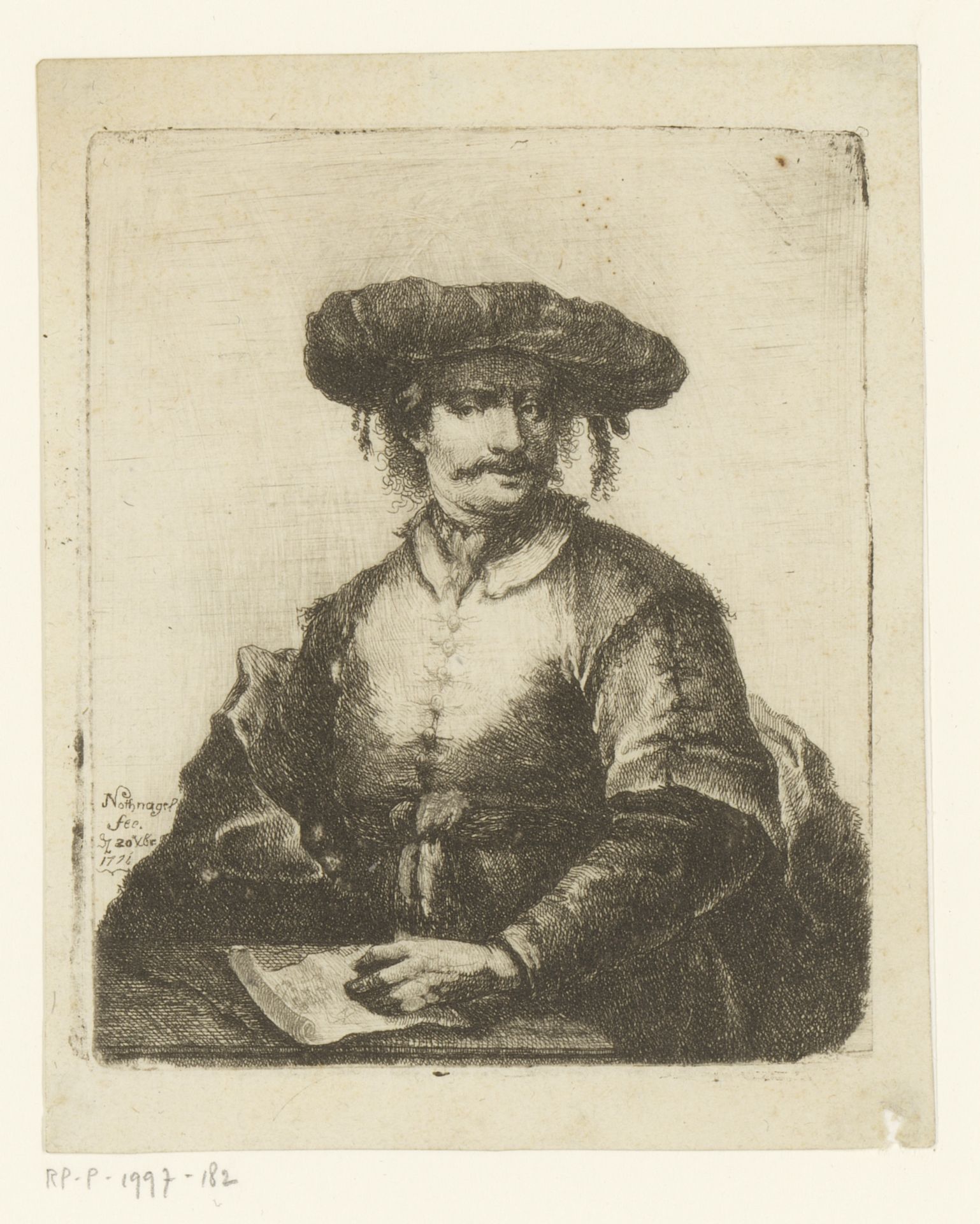 Portret van een onbekende kunstenaar by Johann Andreas Benjamin Nothnagel