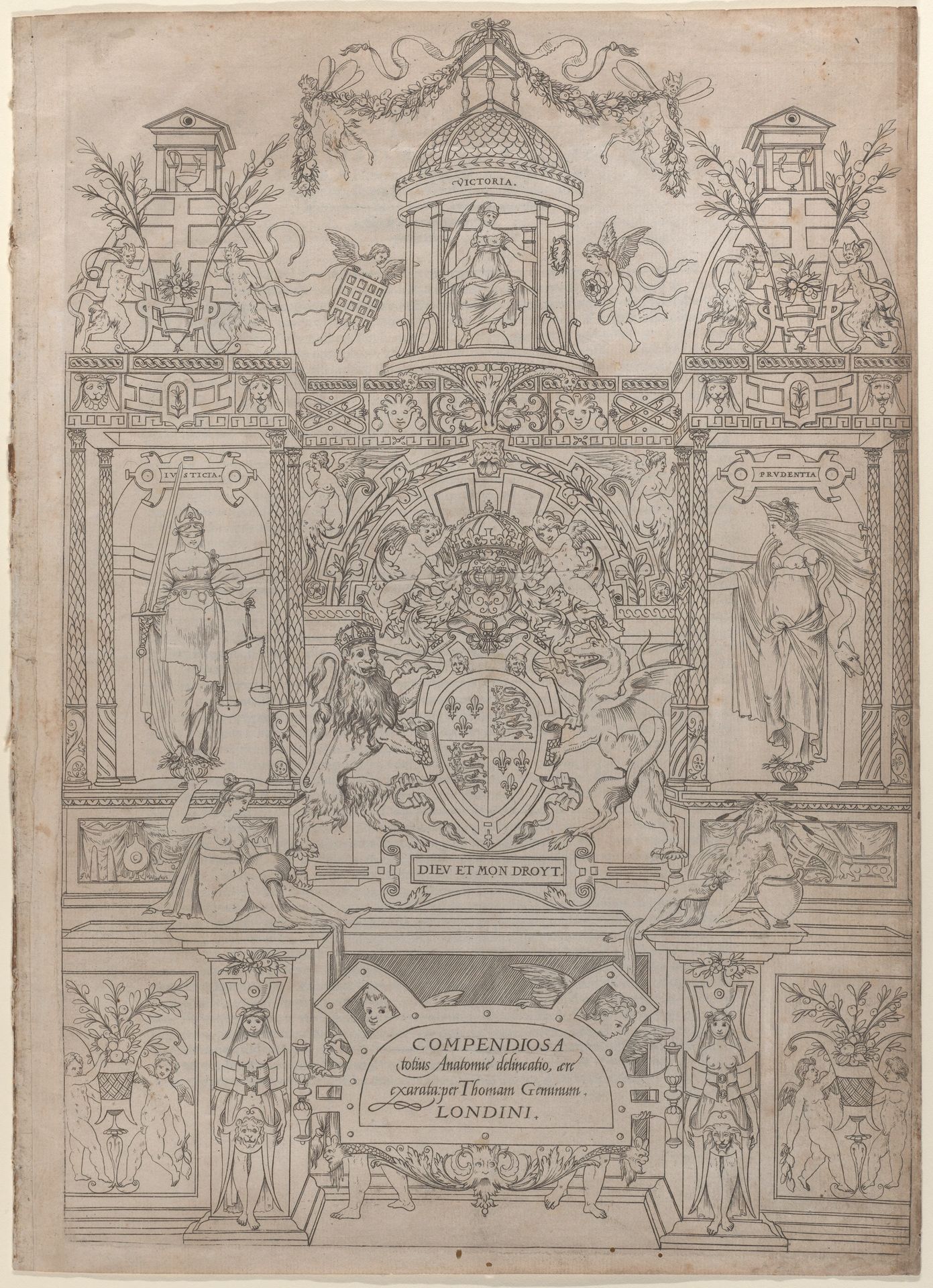 Title Page and Dedication for the "Compendiosa totius Anatomiae delineatio" by Thomas Geminus