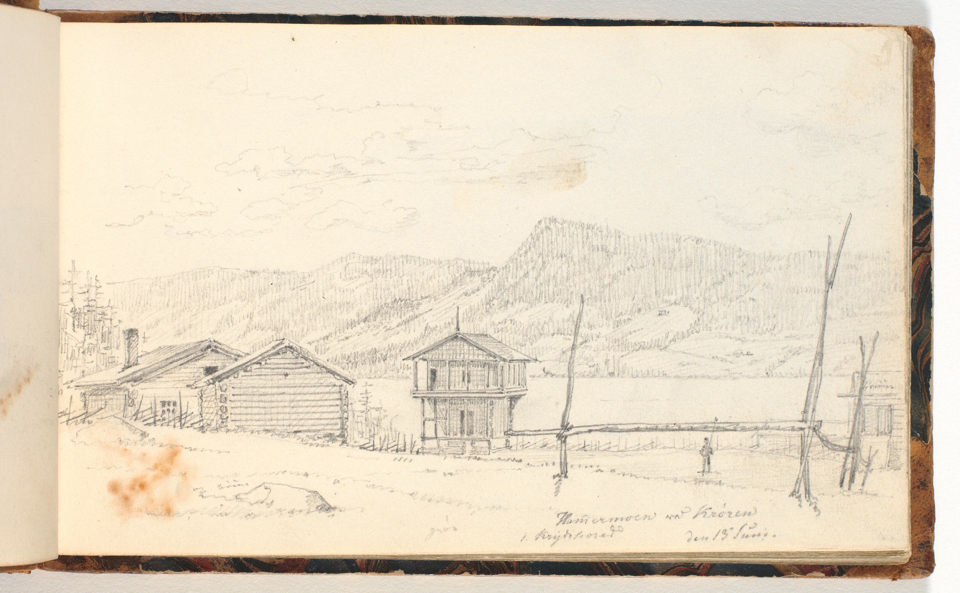 Landskab med bondegårde by Martinus Rørbye