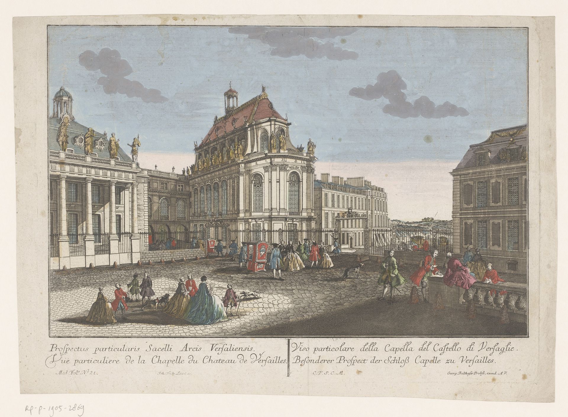 Gezicht op de kapel van paleis Versailles by Georg Balthasar Probst