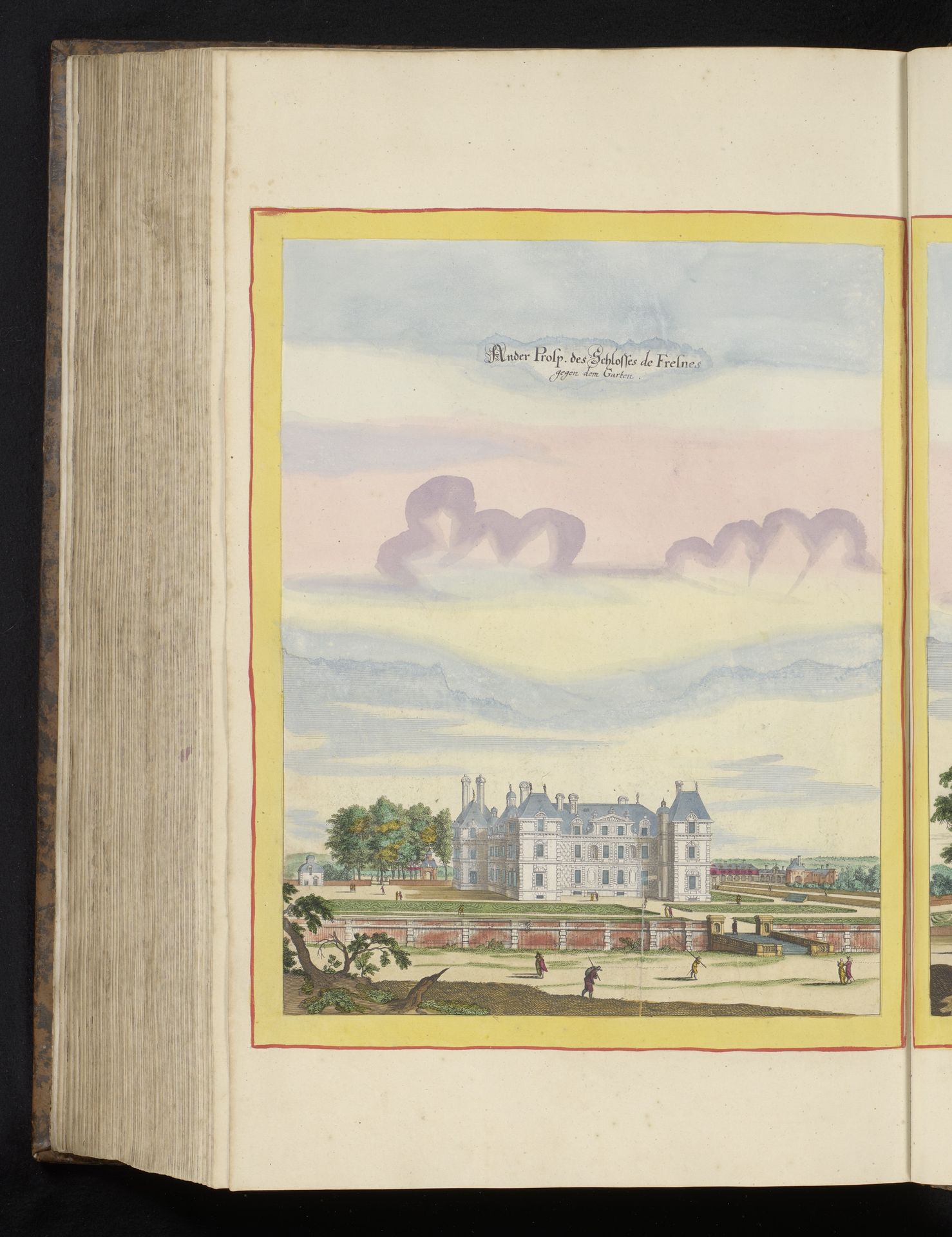 Gezicht op Château de Berny vanaf de tuinen by Matthäus (II) Merian